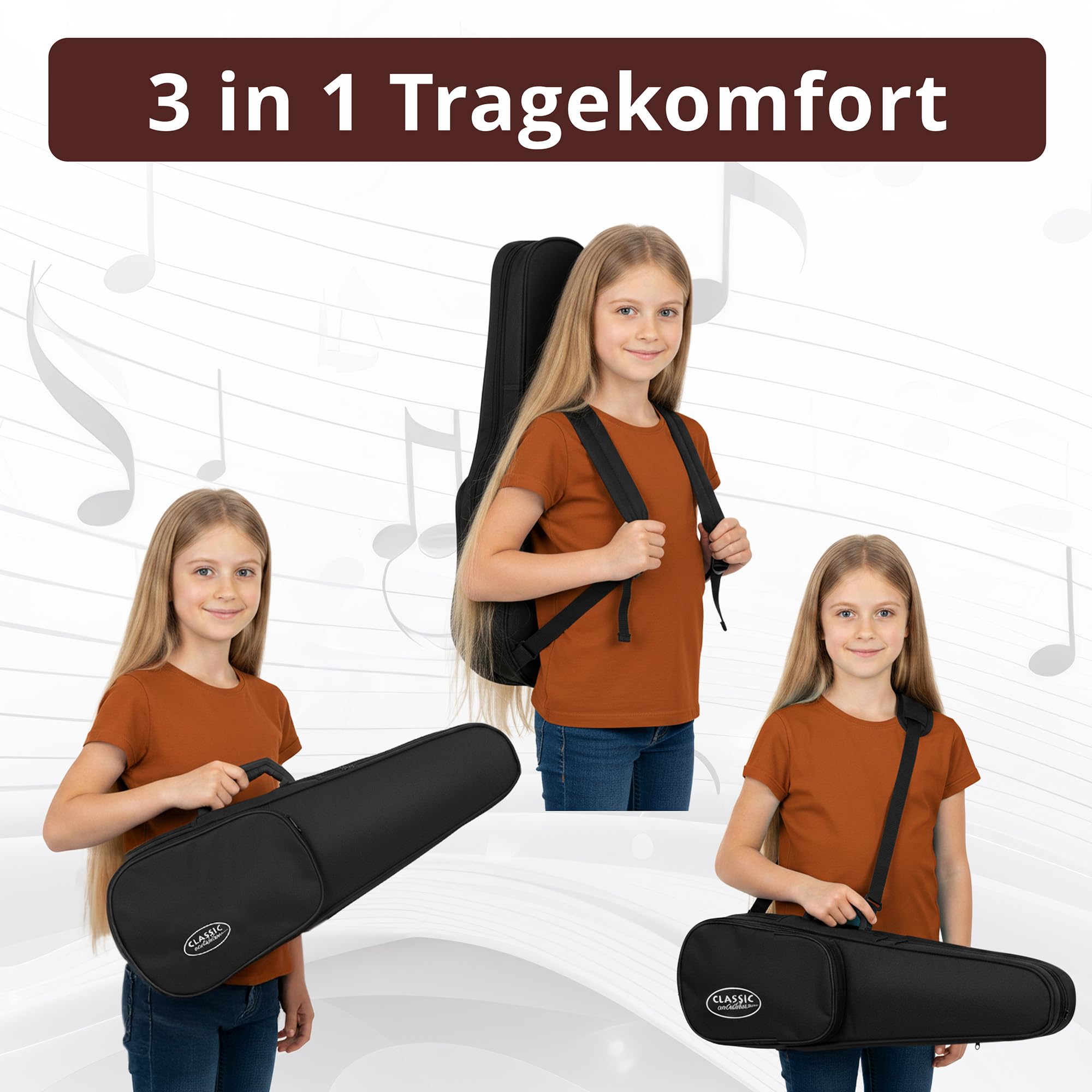 Classic Cantabile Student Violinenset 1/2 (Einsteiger/Schülerinstrument, Geige, Boden & Zargen aus Ahorn, Massive Fichtenholz Decke, Ahorn Steg, Inkl. Etui, Bogen und Kolofonium)