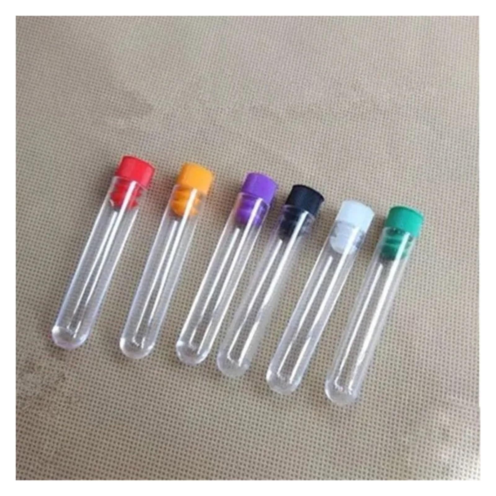 MENGKE 100 Stück 16 x 150 mm 20 ml Reagenzglas aus Kunststoff mit Kappe 6 Zoll 5 Kappenfarben zur Auswahl Hohe Qualität Klar wie Glas