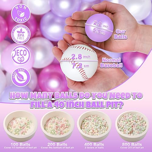 Miniatura 38 de GOGOSO Pelotas para niños pequeños, paquete de 50, 100, 200 bolas de plástico, sin ftalatos, sin BPA, no tóxicas, de 2.2 pulgadas, a prueba