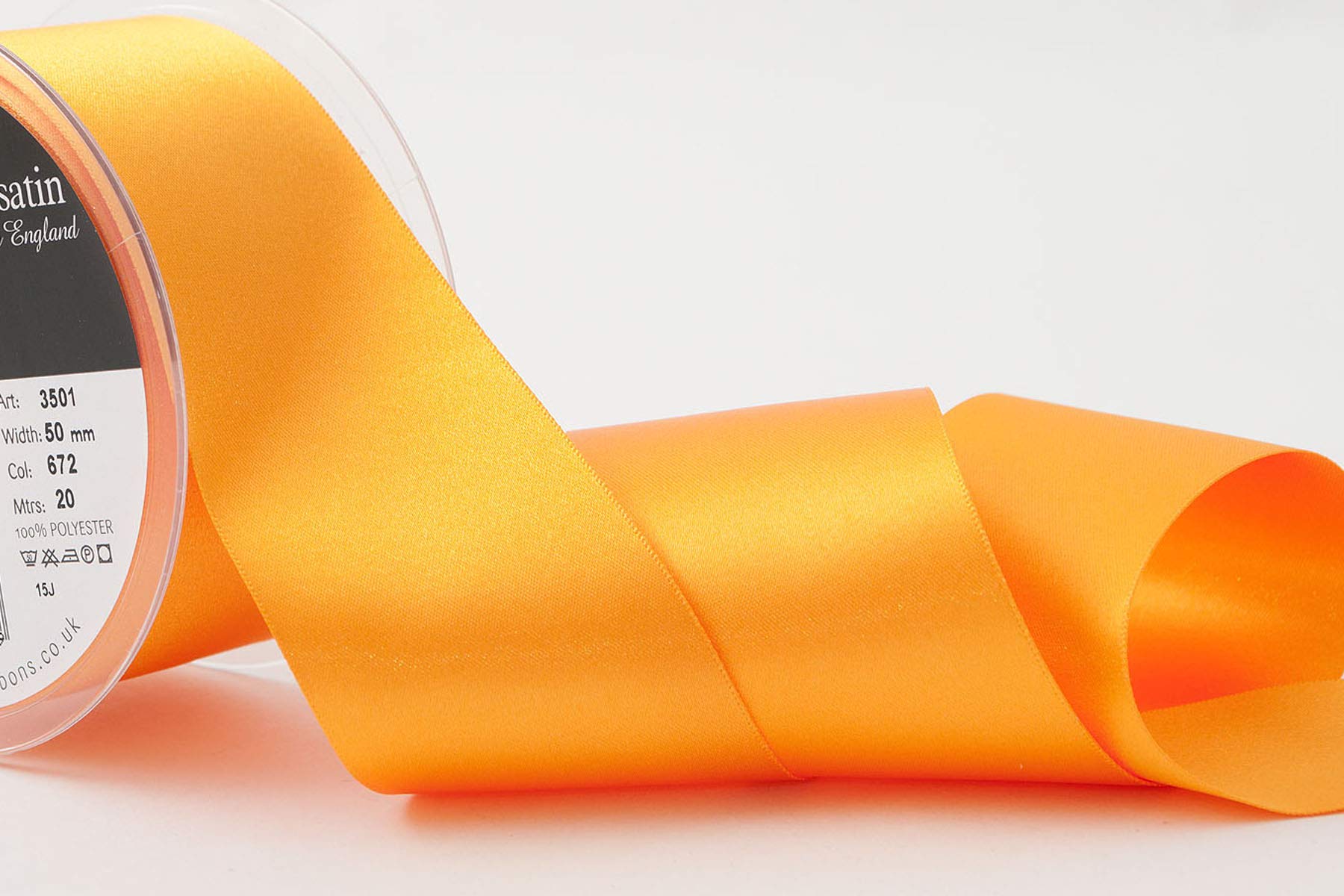 Berisfords Double FACE Poly Satin Ribbon, Marigold, 10.5x10.5x5.7 cm, 50 mm - Image 2