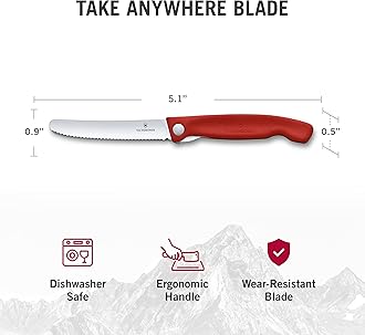 Victorinox Swiss Classic Foldable Paring Knife, Wavy Edge Red 4.3 in