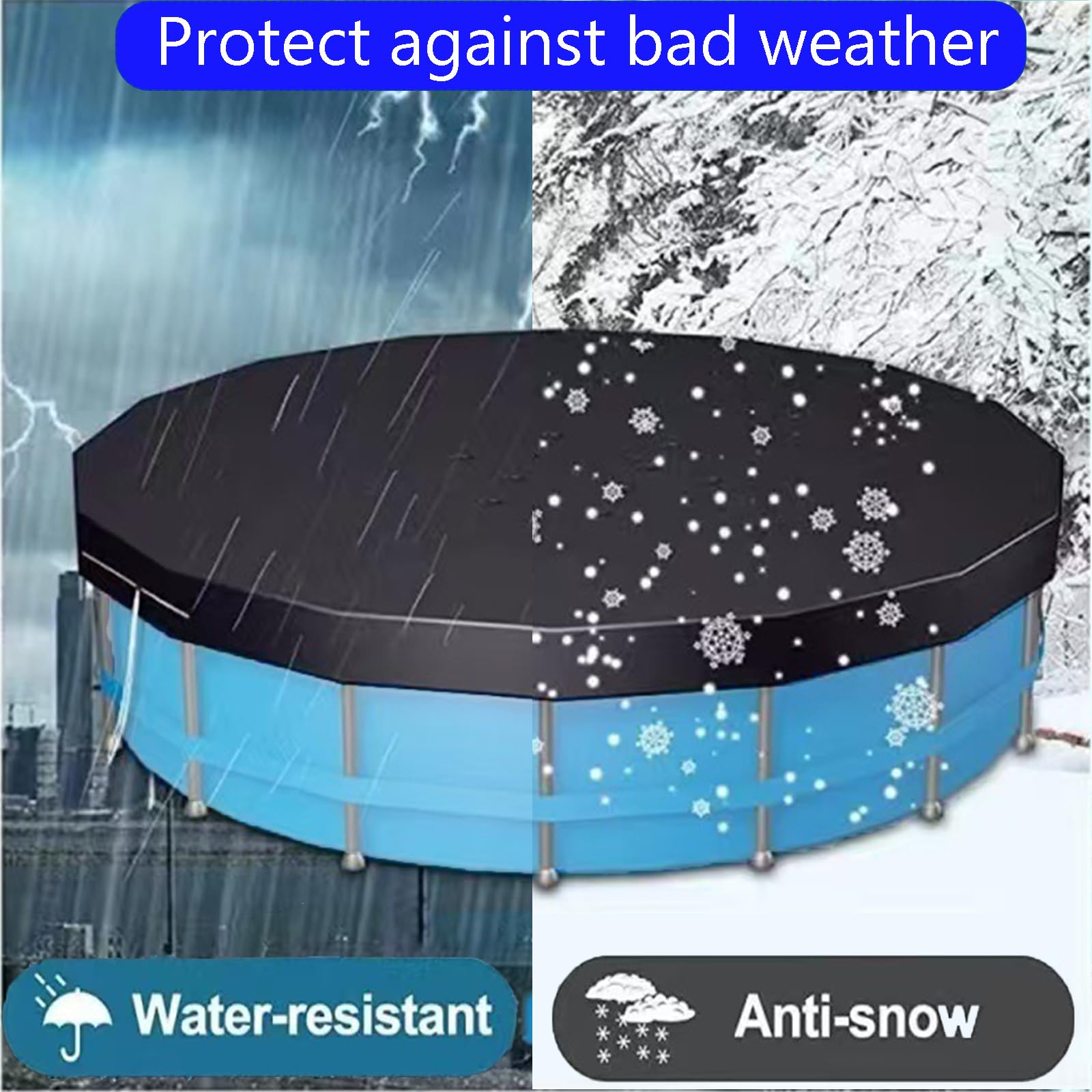 Copertura per Piscina Rotonda,Copertura per Vasca Idromassaggio,Impermeabile e Antipolvere,Esterno Portatile Patio Coperturas Protettiva per Piscina con Coulisse,Giallo,366 * 20cm