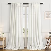 Vista 58 de Guken - Cortinas de lino negro de 108 pulgadas de largo para sala de estar, dormitorio, juego de 2 paneles, bolsillo para barra, cortinas