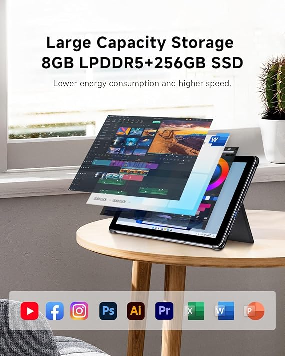 CHUWI Hi10 X2 Windows Tablet with Keyboard 10.1'', Intel Core i3, 8GB RAM 256GB SSD, 2 in 1 Laptop Tablet, 4K Micro HDMI, WiFi 6, BT 5.3, USB 3.2