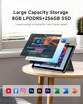 CHUWI Hi10 X2 Windows Tablet with Keyboard 10.1'', Intel Core i3, 8GB RAM 256GB SSD, 2 in 1 Laptop Tablet, 4K Micro HDMI, WiFi 6, BT 5.3, USB 3.2