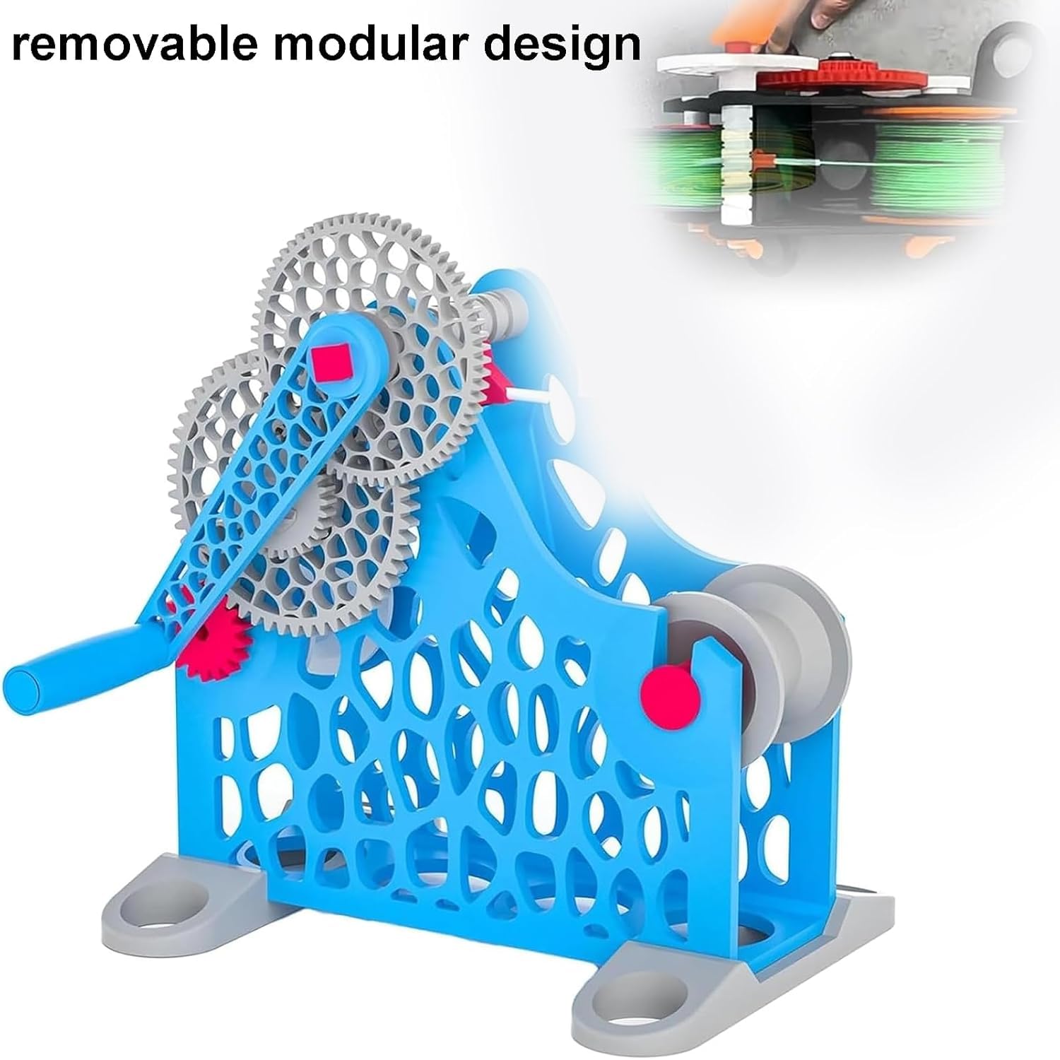 Rezpooler filamentu 3D, nawijacz ręczny z korbą, płynny obrót, zdejmowana modułowa konstrukcja, pojemność szpuli 1 kg, idealny do drukowania 3D i projektów tekstylnych