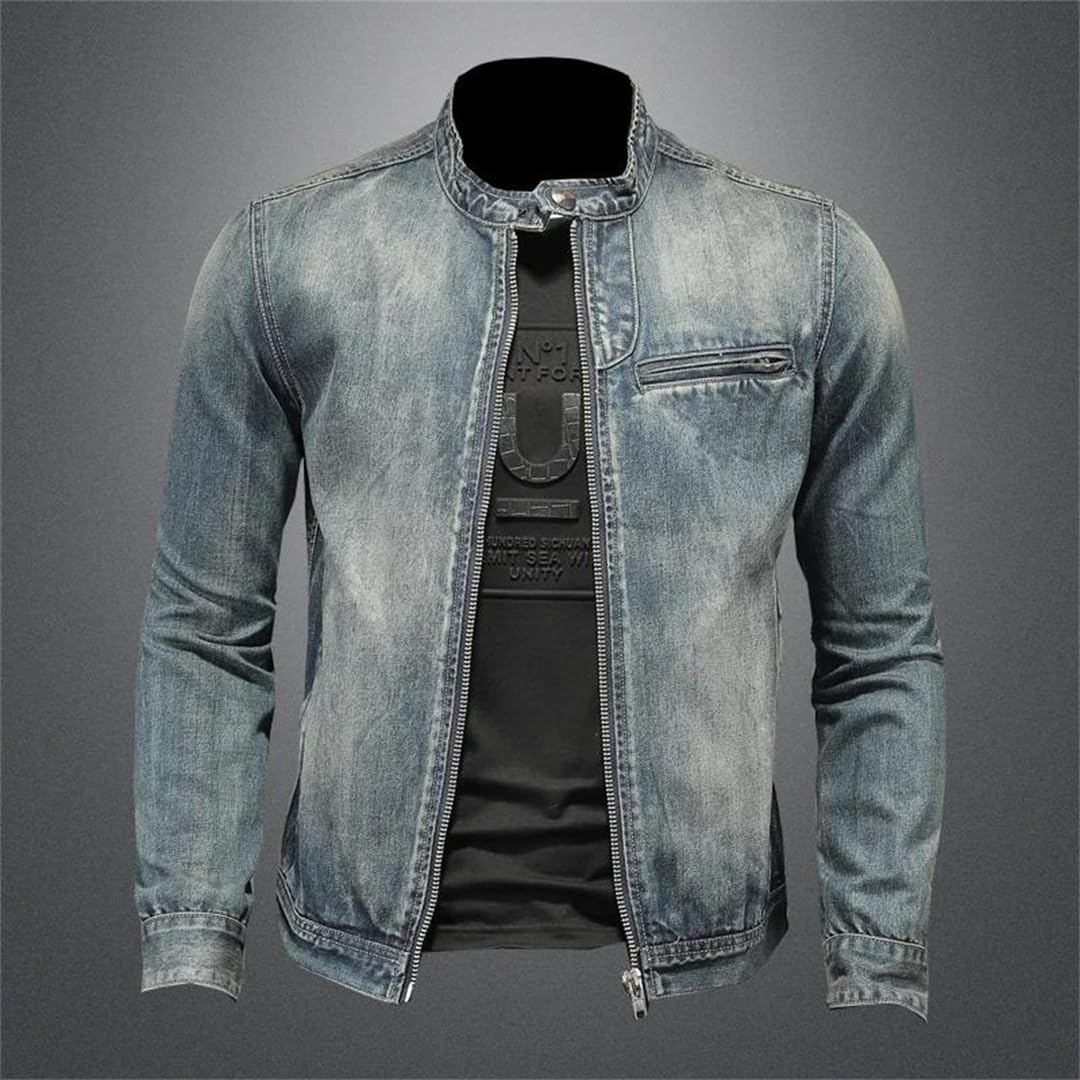Męskie jednokolorowe kurtki jeansowe motocyklowe slim fit bawełniane płaszcze kowbojskie odzież wierzchnia kurtki dżinsowe