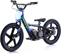 TUIBOKA 340W Electric Dirt Bike for Kids 5-12, Lightweight 24V Detachable Battery, Brushless Motor, 16" Off-Road Tires, 3 Speeds up to 12 MPH, Blue