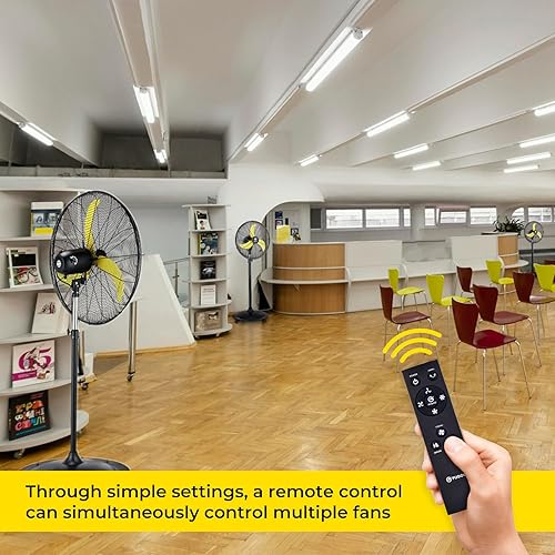 Miniatura 4 de FUGOO Ventilador de pie de 20 pulgadas para exteriores, oscilante y silencioso con control remoto, motor BLDC sellado, impermeable, 4 velocidades