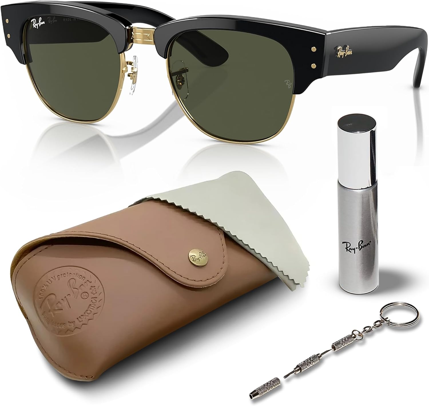 Ray-Ban RB0316S MEGA CLUBMASTER Square Shaped Sunglasses for Men & Women with Official RAYBAN Eyewear Kit