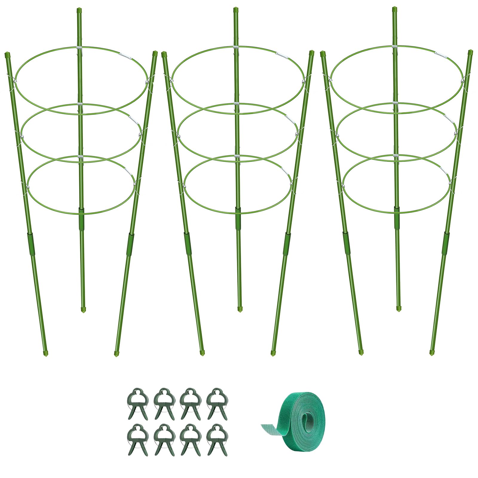 KLS Paquete de 3 jaulas de tomate para macetas, soporte para plantas de tomate, jaulas de tomates plegables de 36 pulgadas, enrejado de jardín para plantas trepadoras, kit de enrejado de tomate con