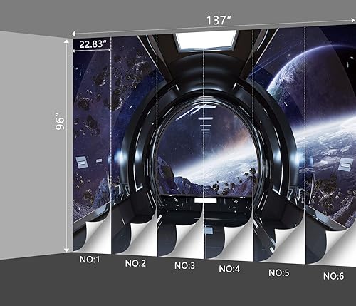Miniatura 4 de BZHXBZ - Papel tapiz espacial 3D de nave espacial para dormitorio, tecnología de nave espacial, cápsula espacial, murales de oficina, sala de estar,
