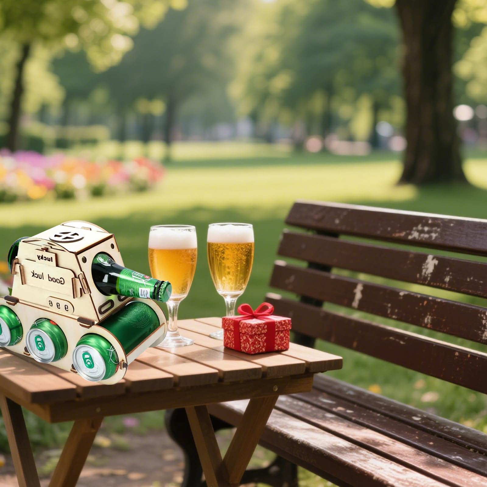 2x Tank-Bierträger Aus Holz – DIY Bierflaschenhalter In Panzerform, Für 4 Flaschen, Geschenk Für Bierliebhaber