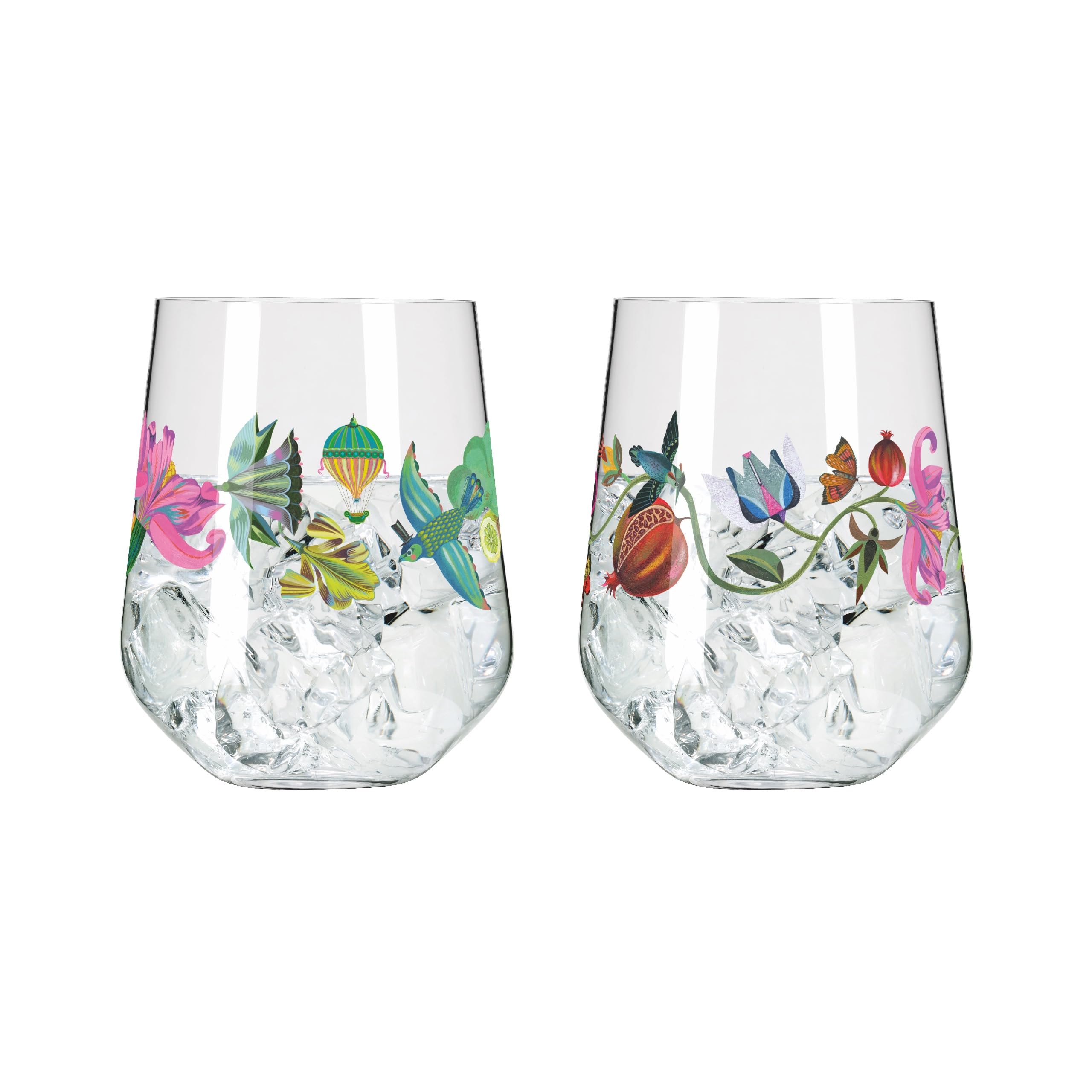 RITZENHOFF 3891002 Bicchiere da gin - 700 ml - Set di 2 bicchieri - Serie Botanic Lights - Motivo estivo - Made in Germany