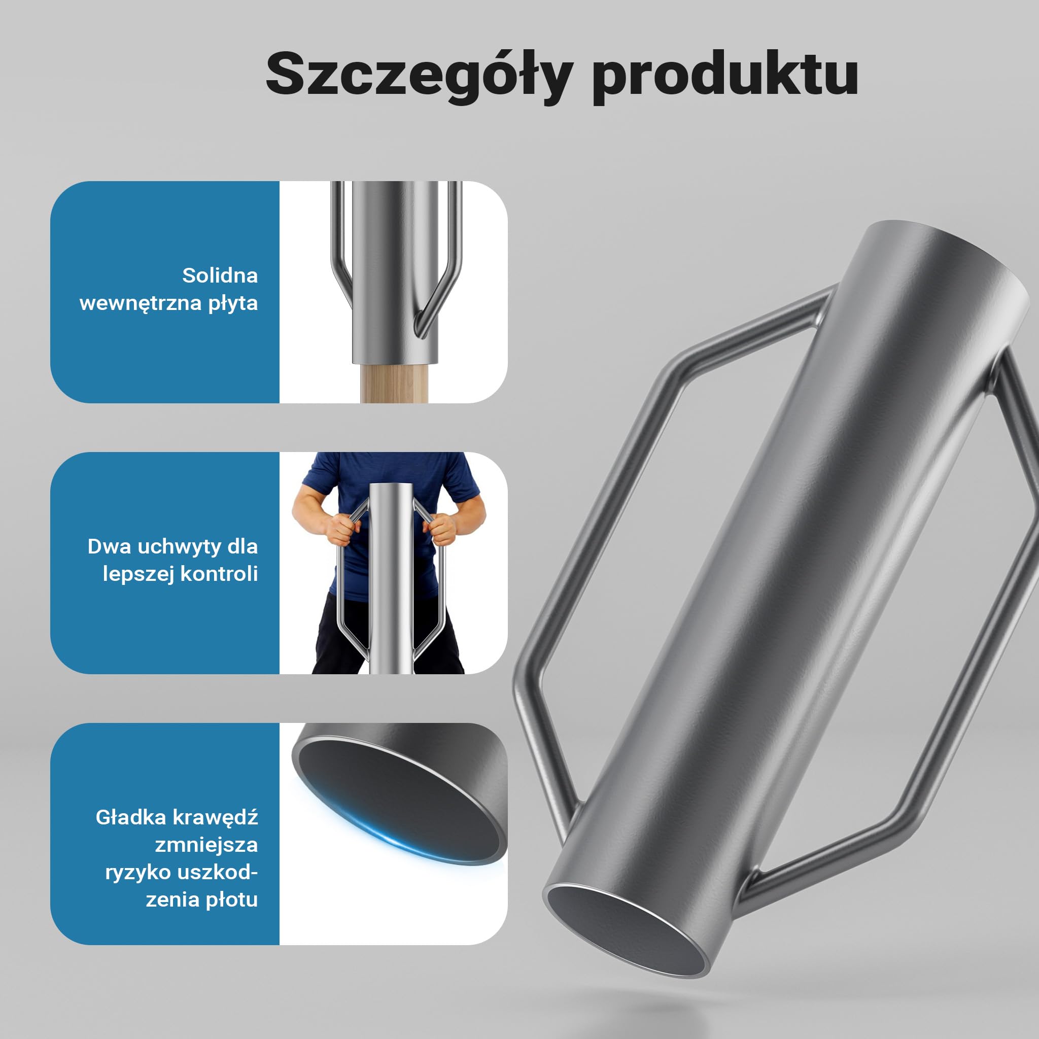 Wiltec Ręczny kafar stalowy Ø 140 mm z uchwytami do wbijania słupków, pali ogrodzeniowych i zagęszczania gruntu, palownica do pali drewnianych i rur metalowych