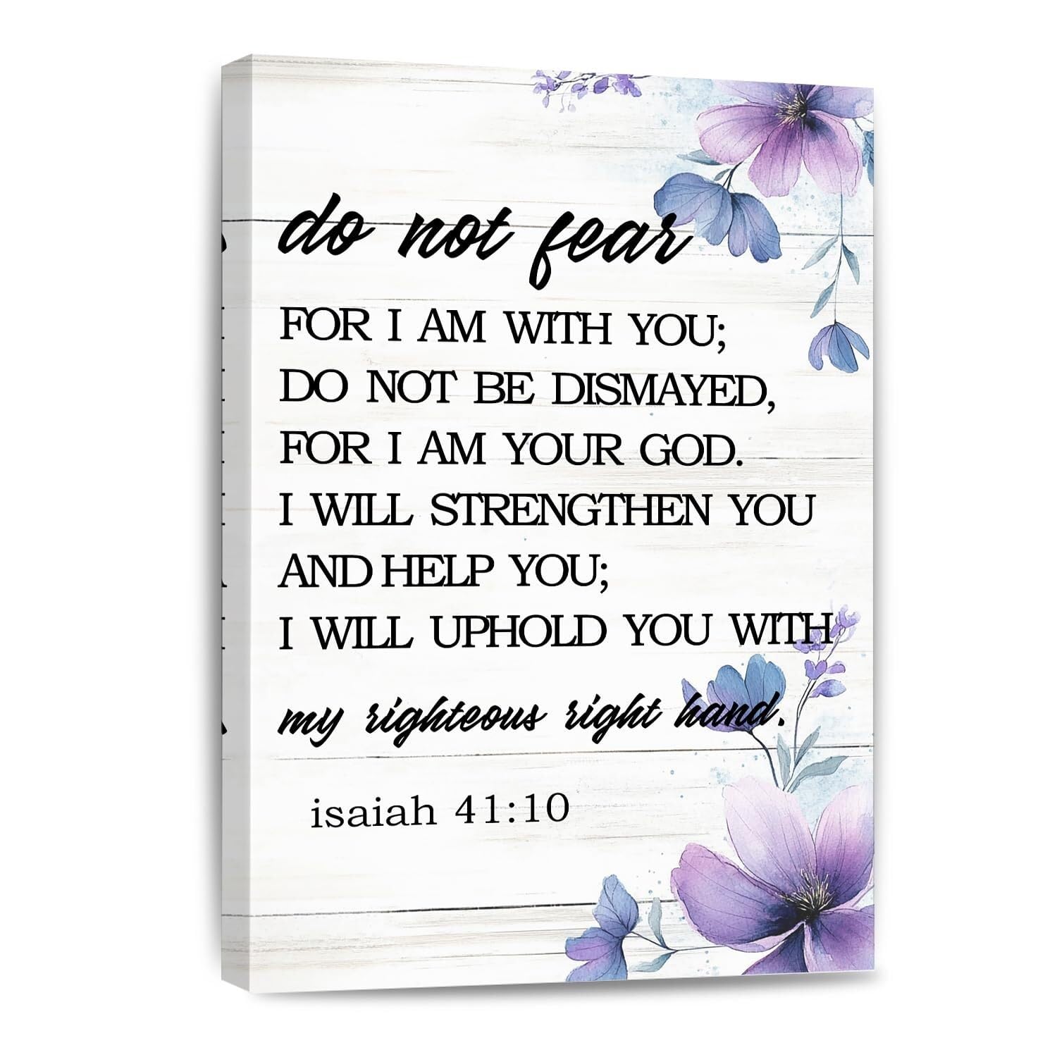 NWPNLXEA Scripture Wall-Art Do Not Fear for Strength and Comfort Inspirational Bible Quote Christian Home Decor for Living Room Dining Room Framed,16x24inch(40x60cm)