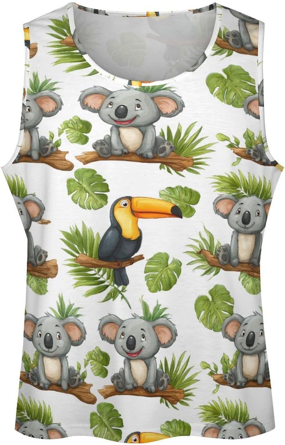 Cute Koala Palm Leaf Men Tank Top Workout Shirt Muscle T Shirt 5XL