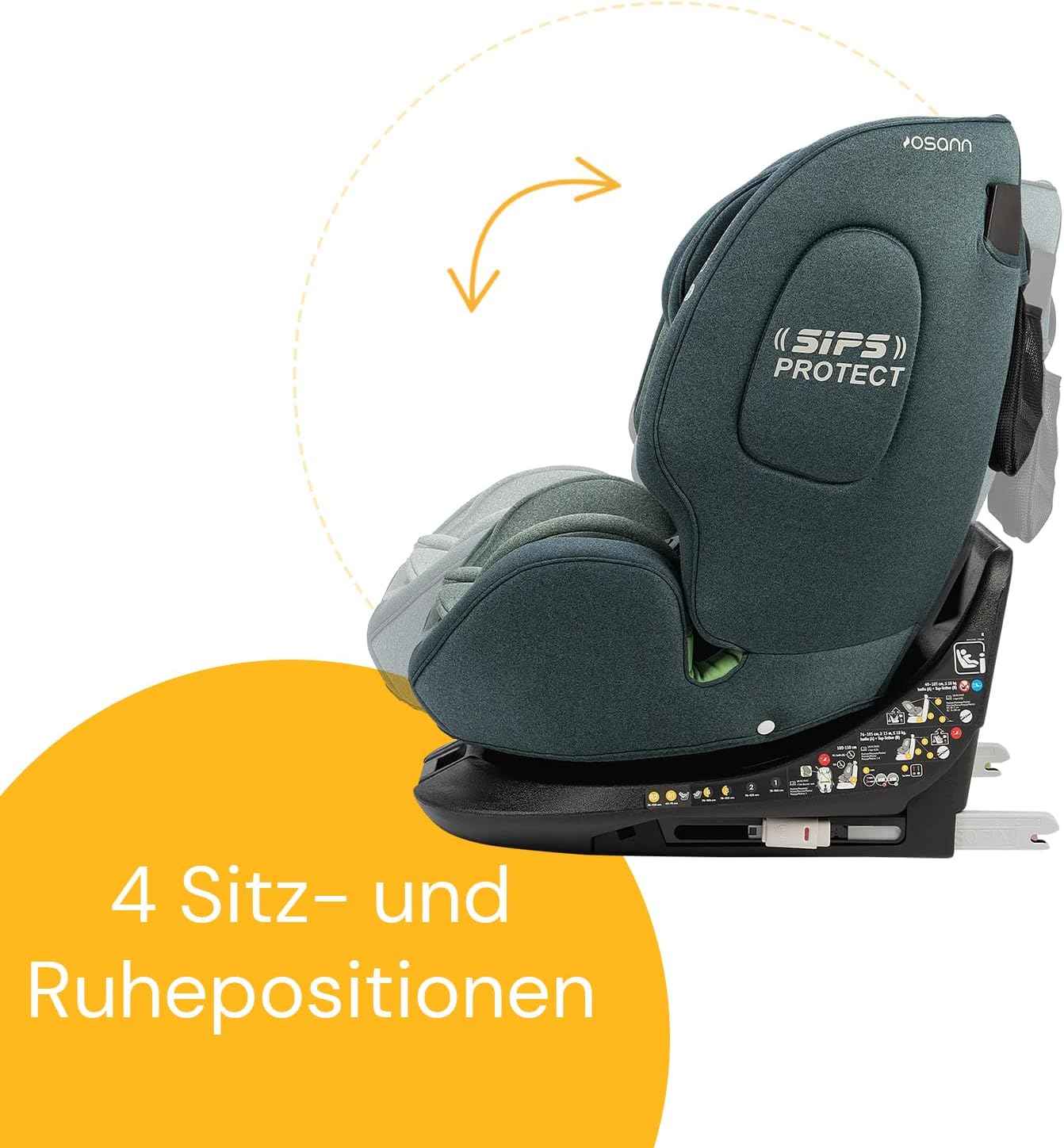 Osann One360 i-Size car seat showing recline positions