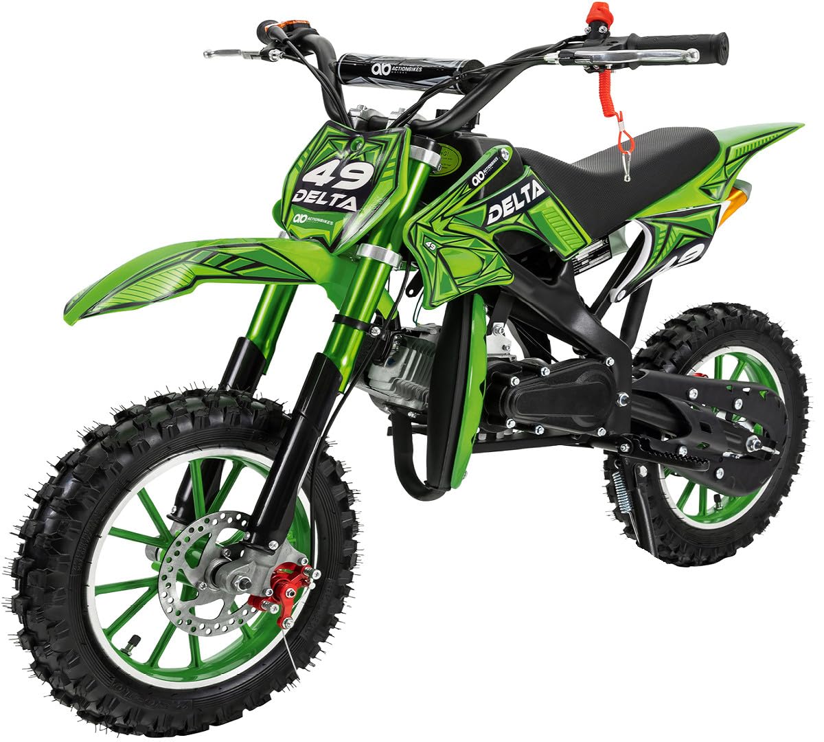 Mini Cross Mini Moto minicross minimoto ORION 49cc 2 tempi: Gas Regolabile + Easty Start + Ruote 10" + Freni a disco + Filtro Aria Sportivo + Altezza Sella ca. 60cm + Garanzia 24 mesi (COLORE VERDE)