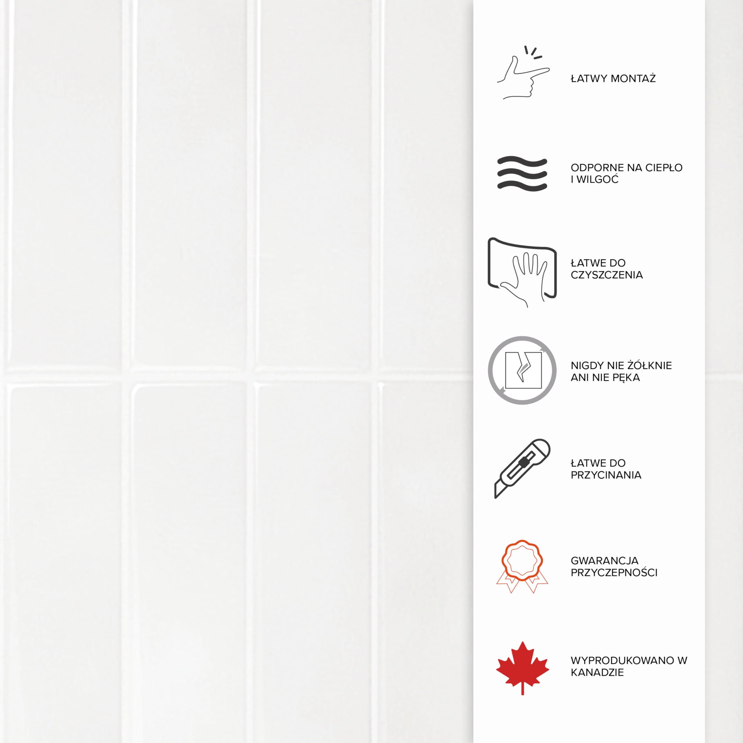 Smart Tiles Płytki Samoprzylepne, Metro Szarość Łupkowa, 27,81x24,64 cm | Zestaw 10 szt. (0,58 m²), Błyszczące, Odporne na ciepło/wilgoć, Niski VOC, Kuchnia/Łazienka, Dla najemców, Made in Canada
