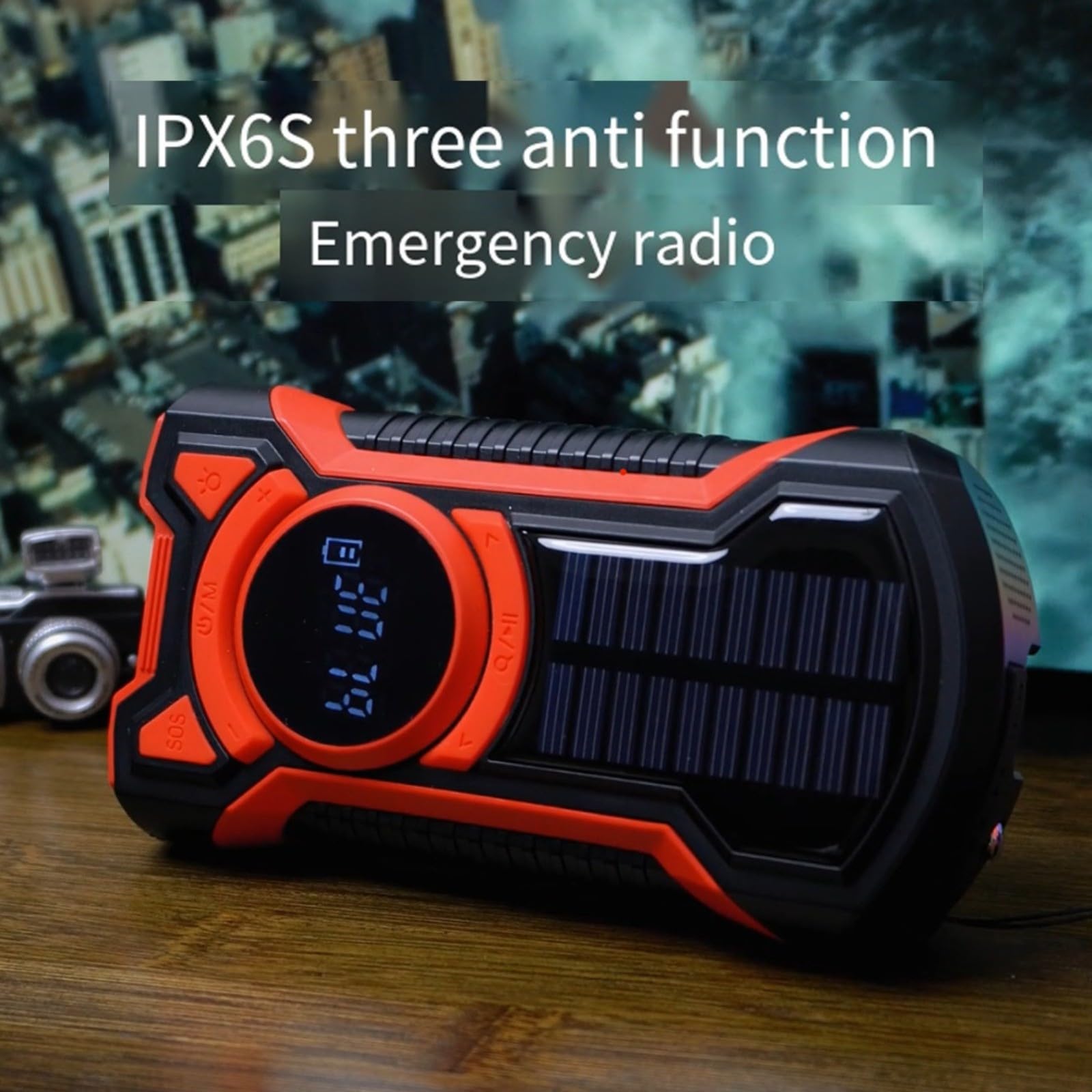 Radio D'urgence 5000 MAh Radio Météo FM AM WB NOAA Solaires À Manivelle Avec Lampe De Poche Et Lampe De Lecture Chargeur De Téléphone Portable(Red)