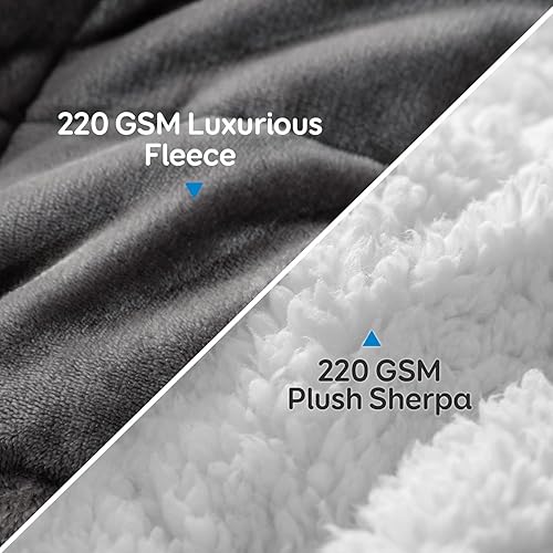 Miniatura 2 de Cottonblue - Manta con peso de tamaño individual, manta con peso de vellón sherpa de 12 libras, suave y acogedora manta pesada de 48 x 72 pulgadas,
