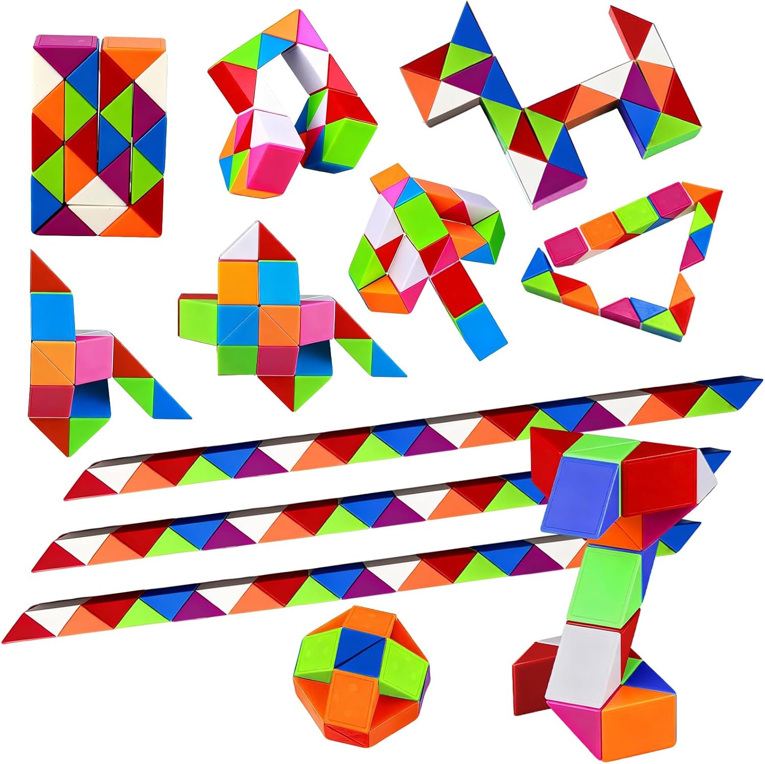30pcs Boy Party Favors - Fidget Snake Cube Puzzle Toys for Goodie Bags, Bulk Toys, Classroom Prizes, Treasure Box Birthday School Students Fidget Gift for Kids Teens