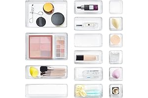 Lifewit 16PCS Drawer Organizer Set Clear Plastic, Makeup Organizer for Desk, Drawer...