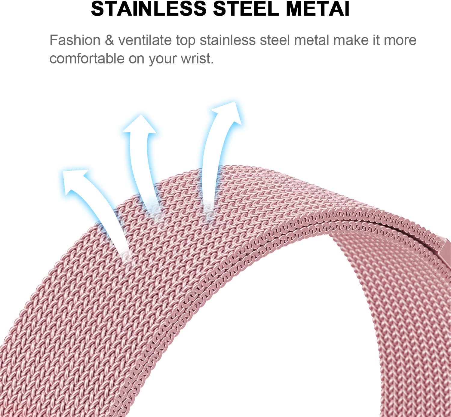 Yutior Metal Bands Compatible with Fitbit Versa 2 / Fitbit Versa Lite & SE/Fitbit Versa Smart Watch, Stainless Steel Metal Replacement Small Large for Women Men, Black, Champagne, Rose Gold, Silver