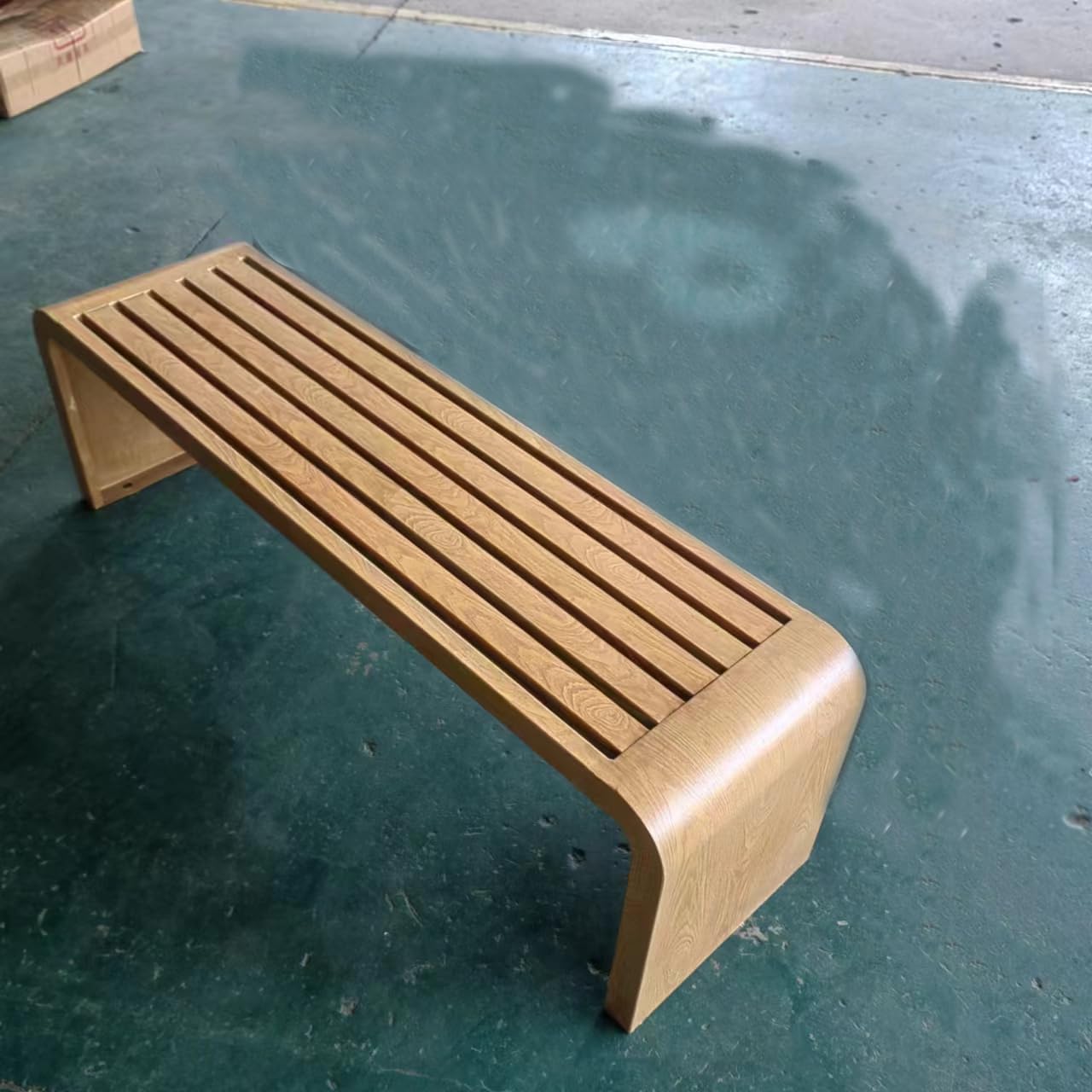 Square Park Chair Multicolor Wood Grain Iron Outdoor Park Chair Metal Integral Leisure Seat Outdoor Bench (C, 150x40x45cm)