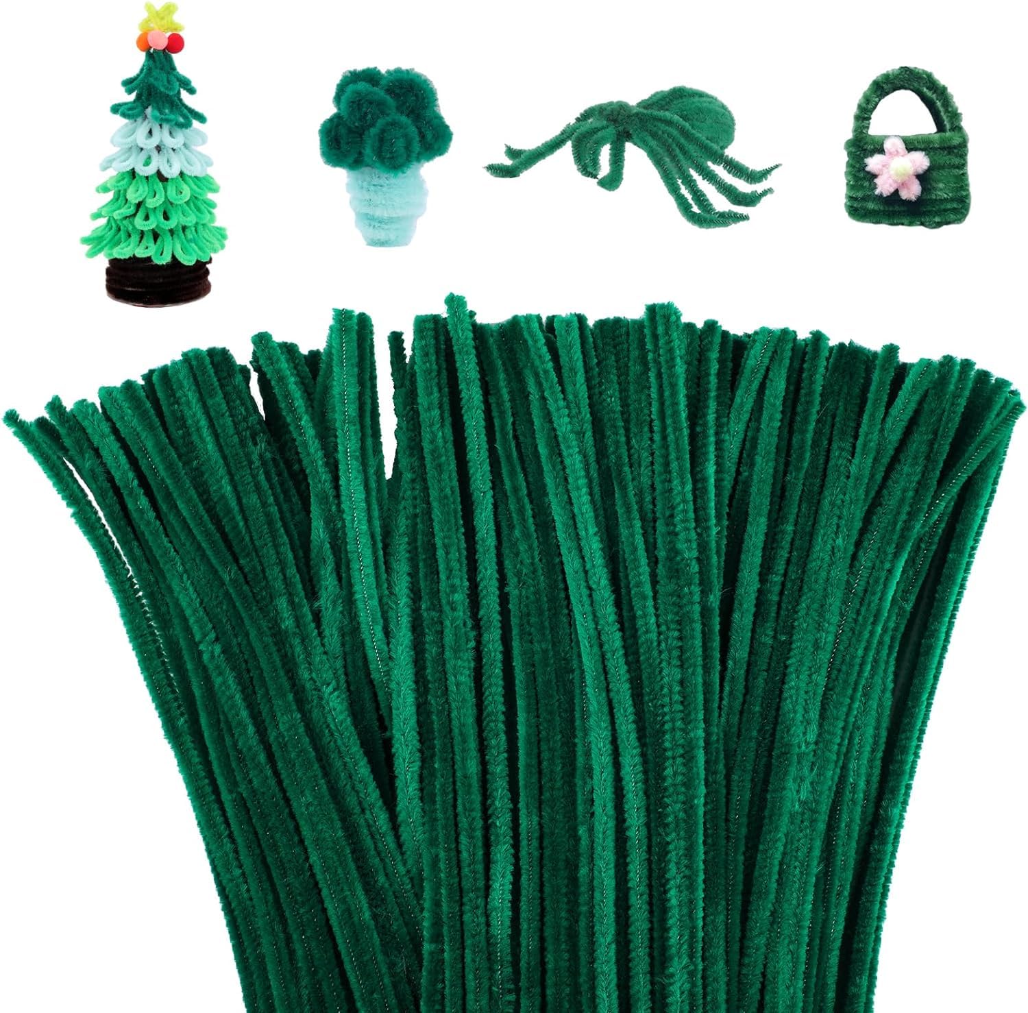 Olive Green Pipe Cleaners - 100 Pack for Crafts & DIY -12