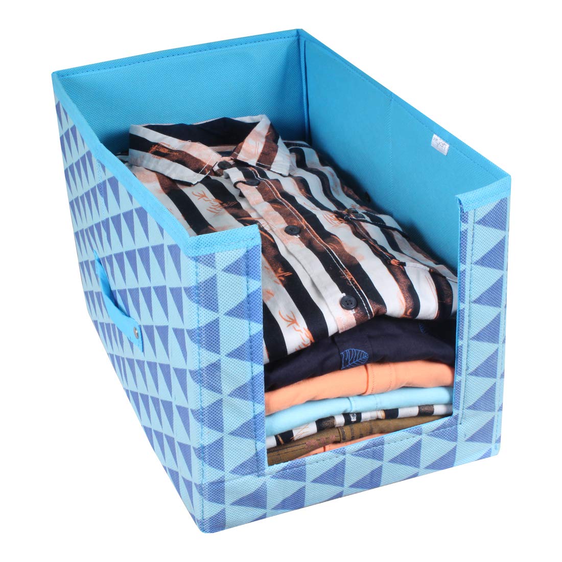 PrettyKrafts 1 Pc Non Woven Shirt Stacker/Cloth Organizer for Storage/Closet & Wardrobe Organizer for Storage/Foldable Shirt Organizer Cloth Storage Box (Blue, 25x38x24 cm)