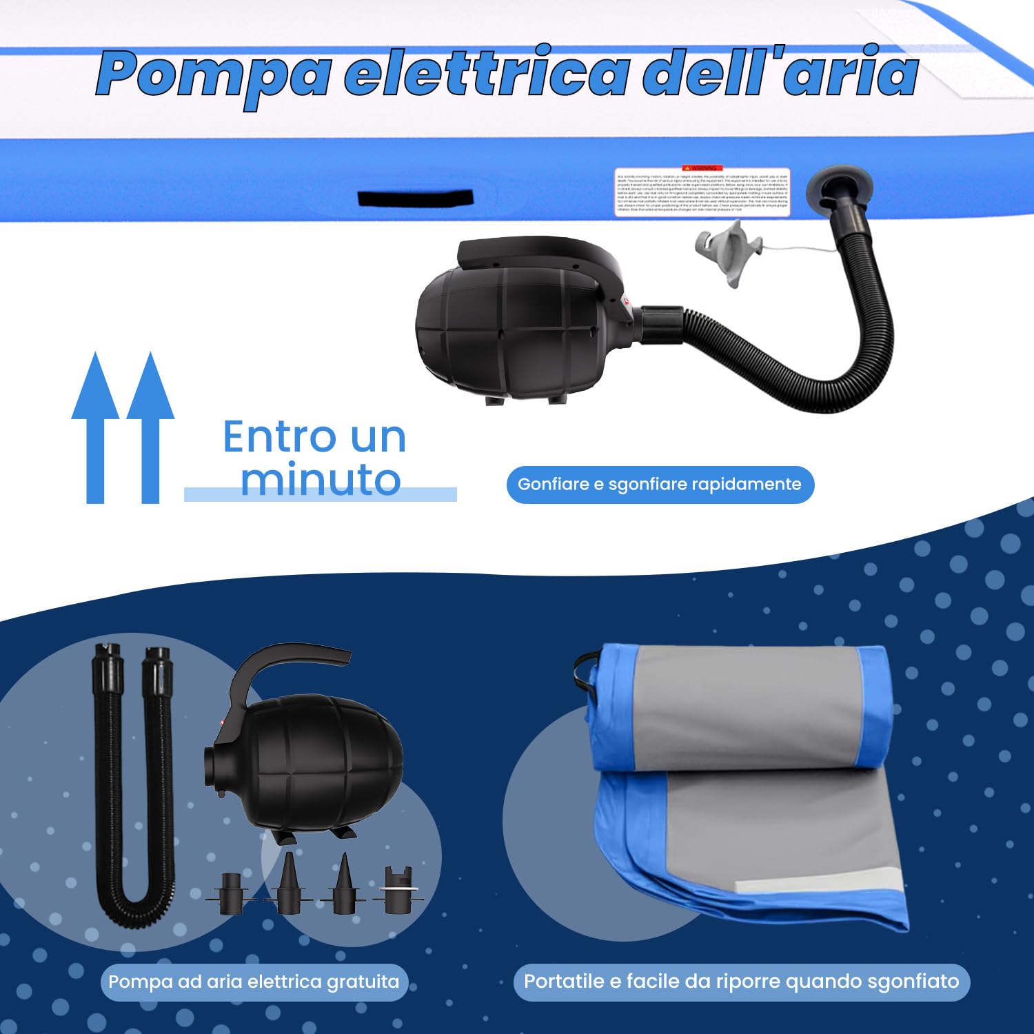 RISINGUKST Air Track Ginnastica Artistica 10/20cm Spessore, 3/4/5/6m materassino palestra con Pompa Elettrica per Casa