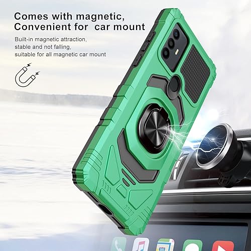 Miniatura 2 de Funda para teléfono TCL 30 SE, TCL 30 SE 2022 con protector de pantalla, soporte de anillo para montaje magnético de automóvil de grado militar,