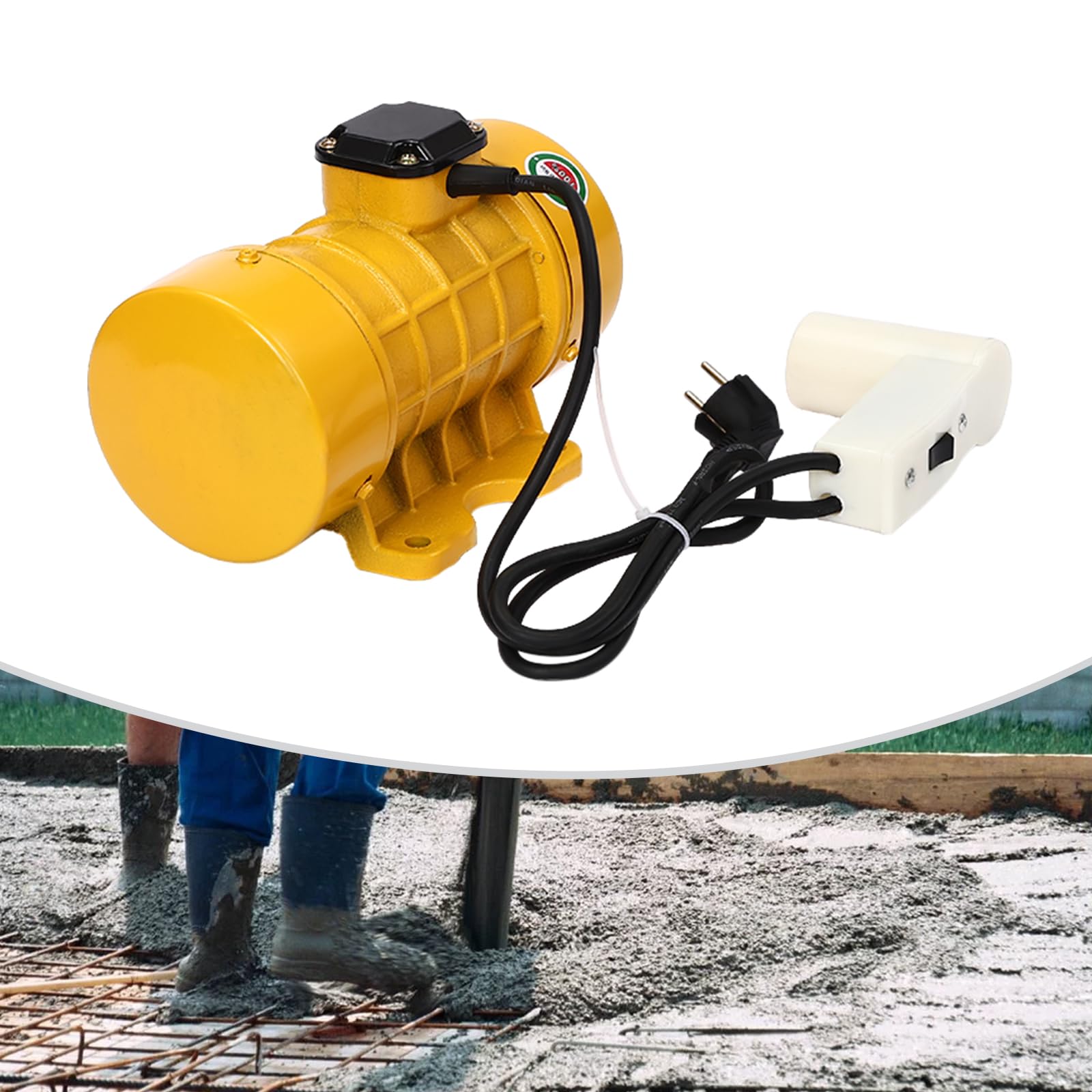 Beton-Vibrationsmotor 250W, Vibrationsmotor 2840 U/min 220V Geräuscharm mit kapazitive Schalter für Bergbau Metallurgie Kohle Strom Bau (Gelb)