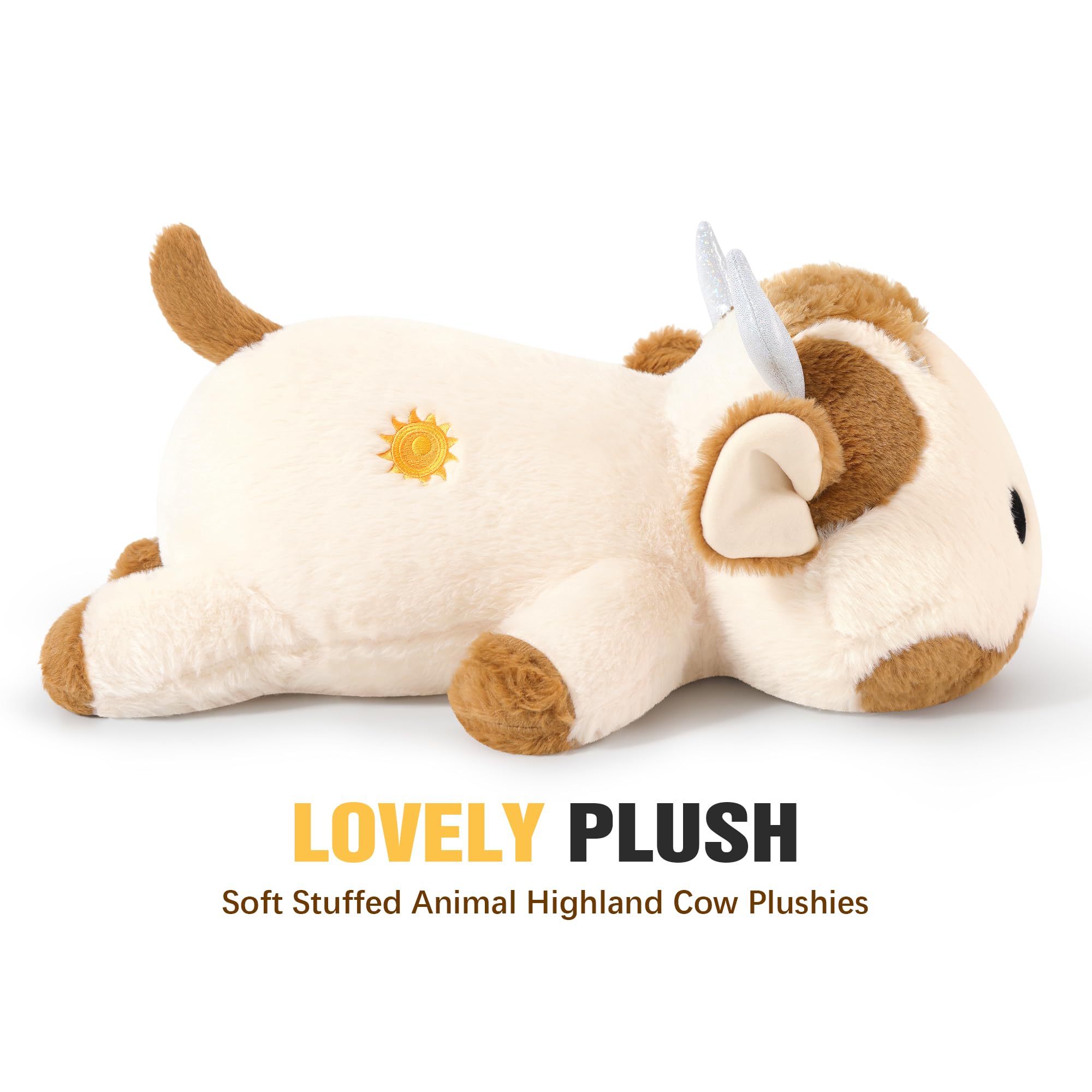 shownicer Gewichtstiere Hochlandkuh 1,8 KG Gewichtetes Kuscheltier Kuh Stofftier Großes Plüschtier Kawaii Hochlandrind Plüsch Kissen Spielzeug Wurfkissen Geschenk für Erwachsene Kinder 3+ Jahre