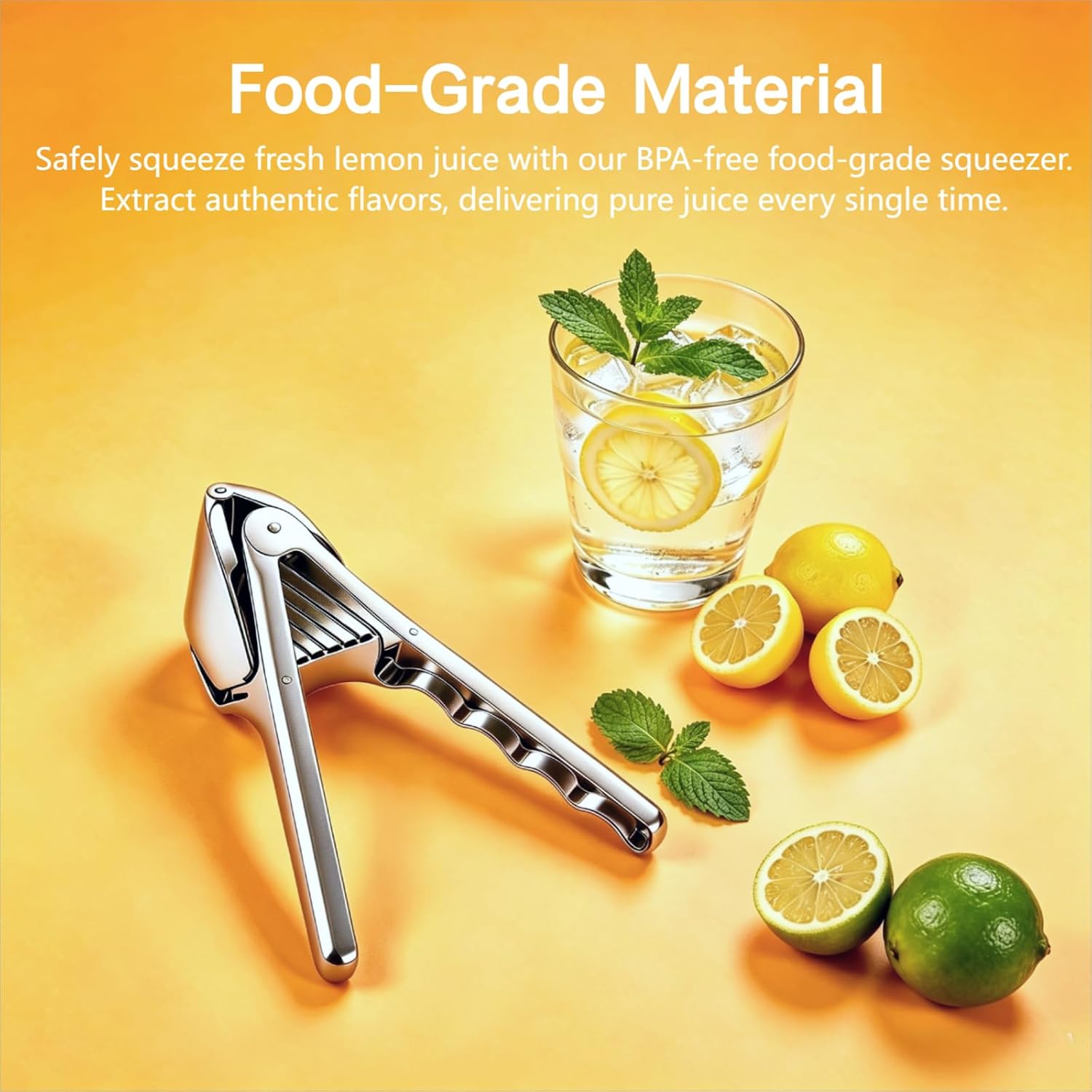 Heavy-Duty Lemon Squeezer Stainless Steel - Handheld Juicer with Full Juice Extraction - Easy Squeeze Lime Citrus Flods Flat Manual Press Fruit Extractor/Presser