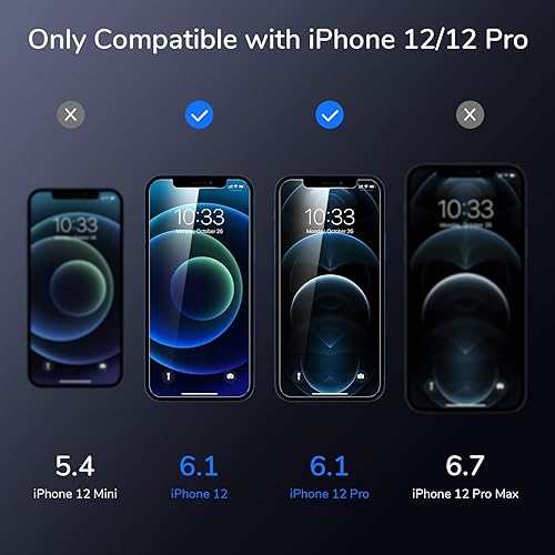Miniatura 2 de SYNCWIRE Protector de pantalla para iPhone 1212 Pro, película de vidrio templado marco de fácil instalación dureza 9H compatible con fundas 99.99%