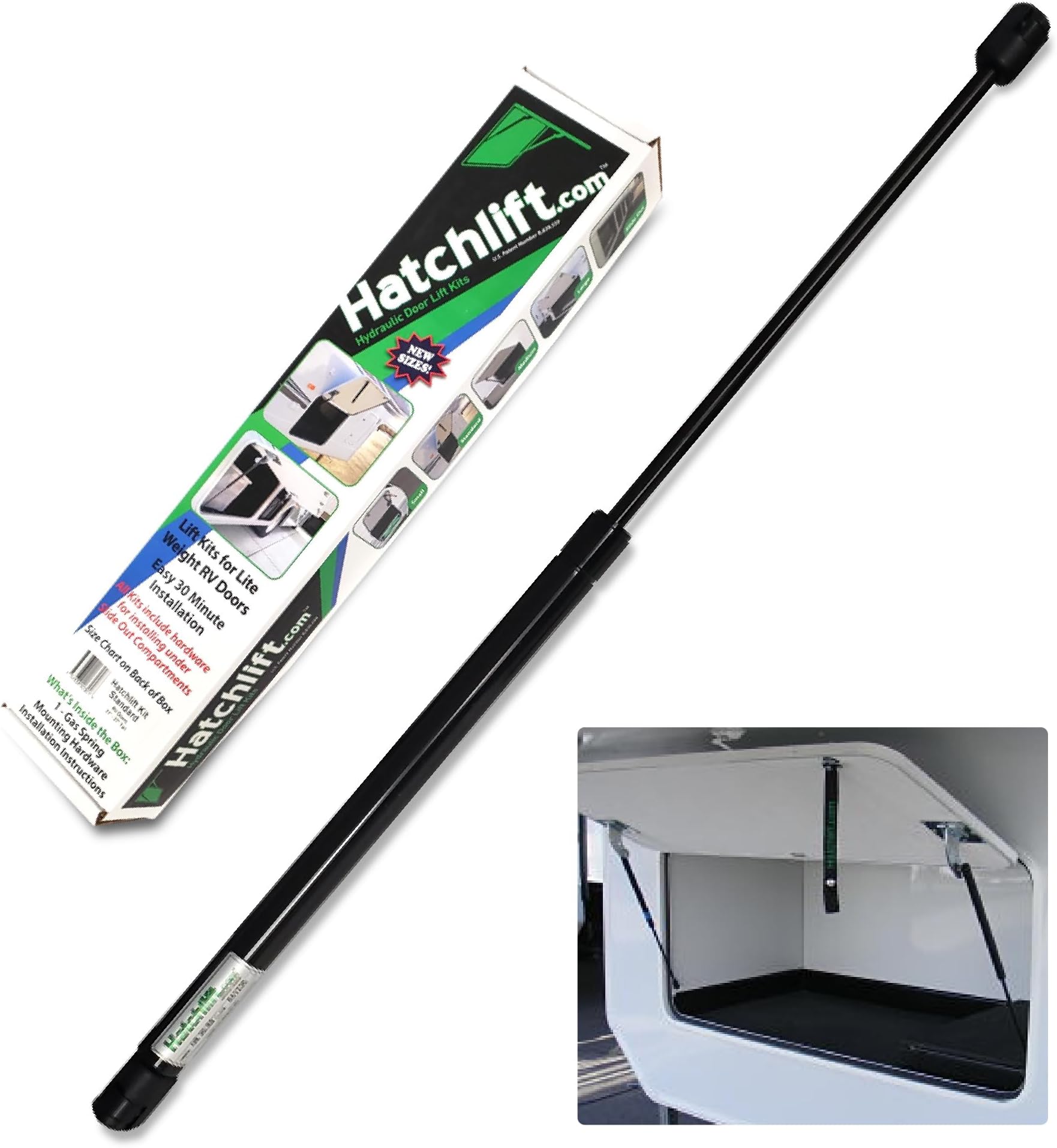 Hatchlift RV Door Lift Kit – Light-Duty Hydraulic Strut for Secure, Easy Access to Storage, Cargo & Compartment Doors – Durable and Reliable Support – Fits RV Doors 21 to 27 Inch in Height – Standard