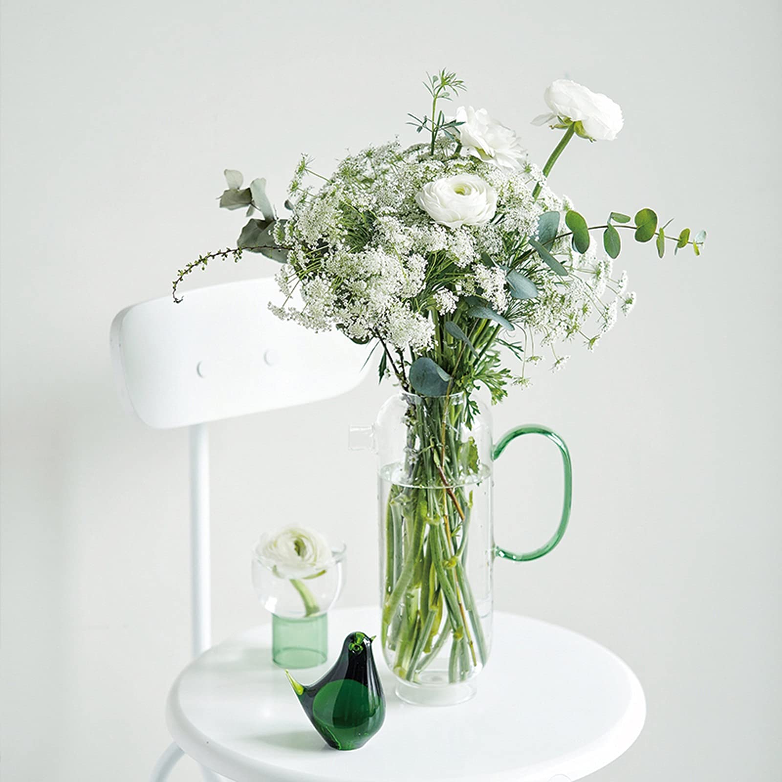 Jarras Agua Jarra de vidrio creativo Jarra de agua fría de gran capacidad con mango de gran capacidad de tetera de gran capacidad for el hogar, restaurante, cafetería Jarra de Té Helado(Transparent)