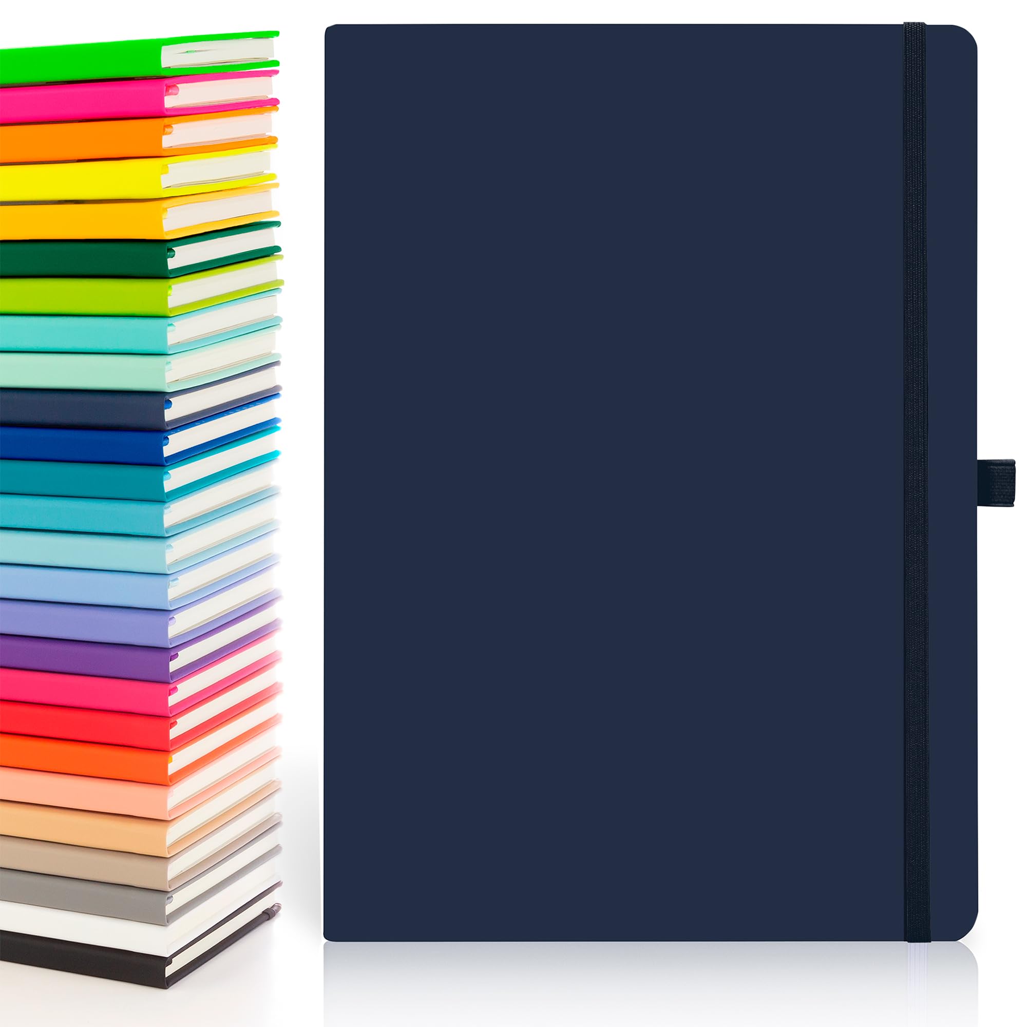 20 x Bulk Pack of Notes London A4 Notebook Multipack Set with Lined Pages, Pen Loop and Expandable Paper Pocket Hardback Journal New Notepad Note Book Notes Diary Pad (Navy) — image 1