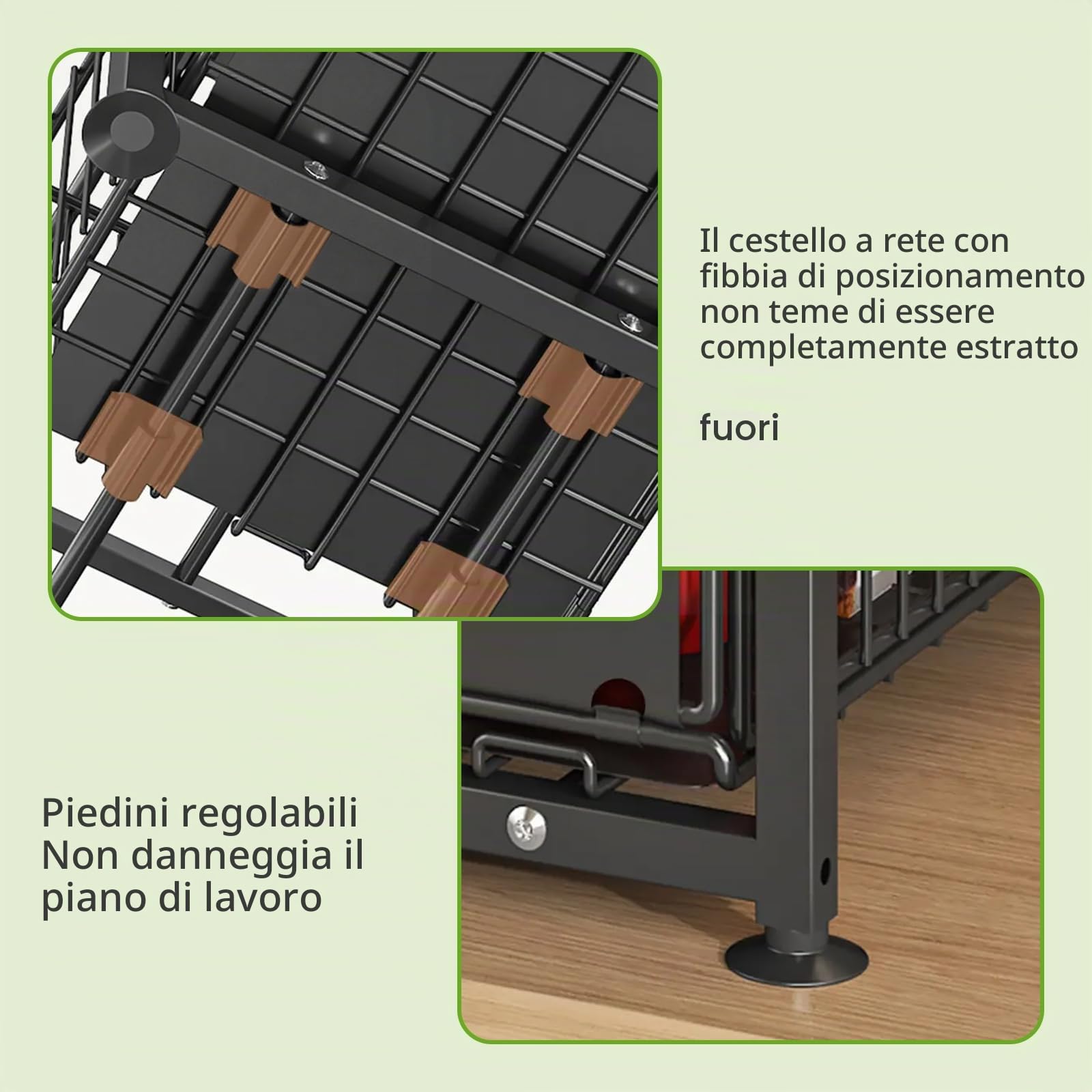 Armadio portaoggetti da cucina a doppio strato in metallo | Cassetto telescopico estraibile, cassetto estraibile da cucina, in metallo, Per mobili da cucina, 37,5 x 29 x 41-49 cm