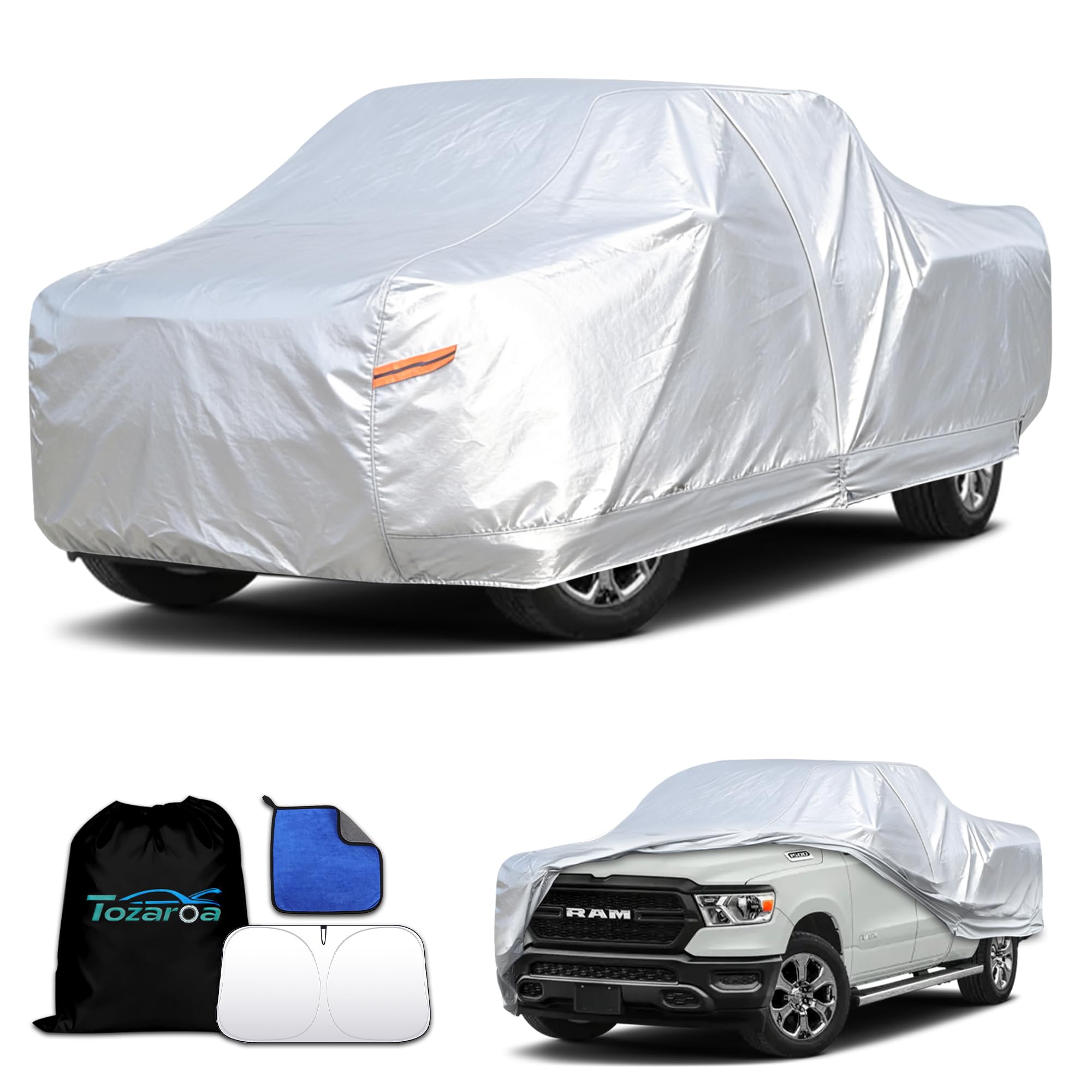 Car Cover Waterproof All-Weather,Heavy-Duty Outdoor Full Exterior Automobiles Snow Cover for SUV 181-190 inch,with Sun Visor,Anti-Scratch Cotton Lining & Zippered,Towel&Storage Bag — view 22