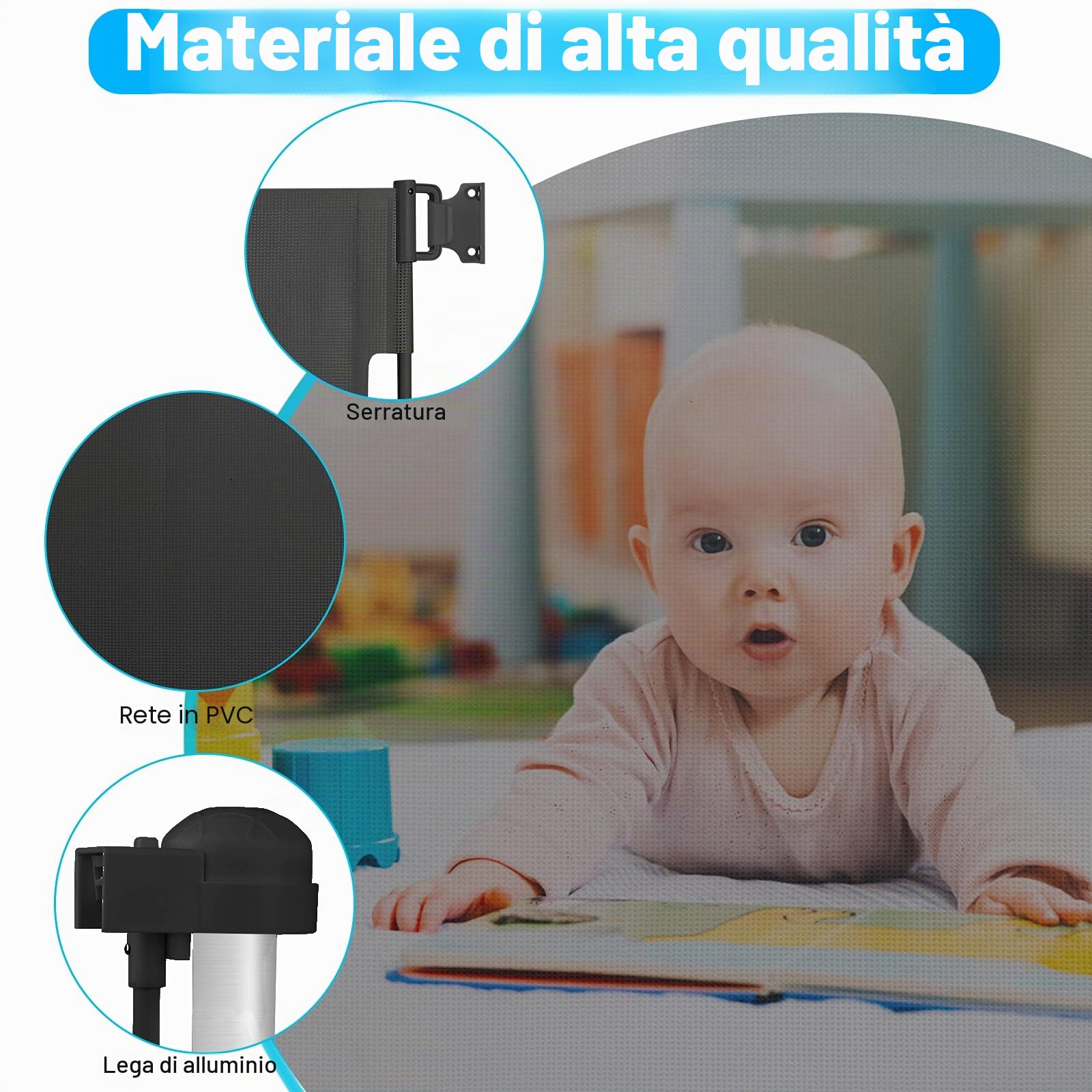 NAIZY Cancelletto di Sicurezza a Scomparsa 0-150cm per Porte/Scale Interni ed Esterni - Nero