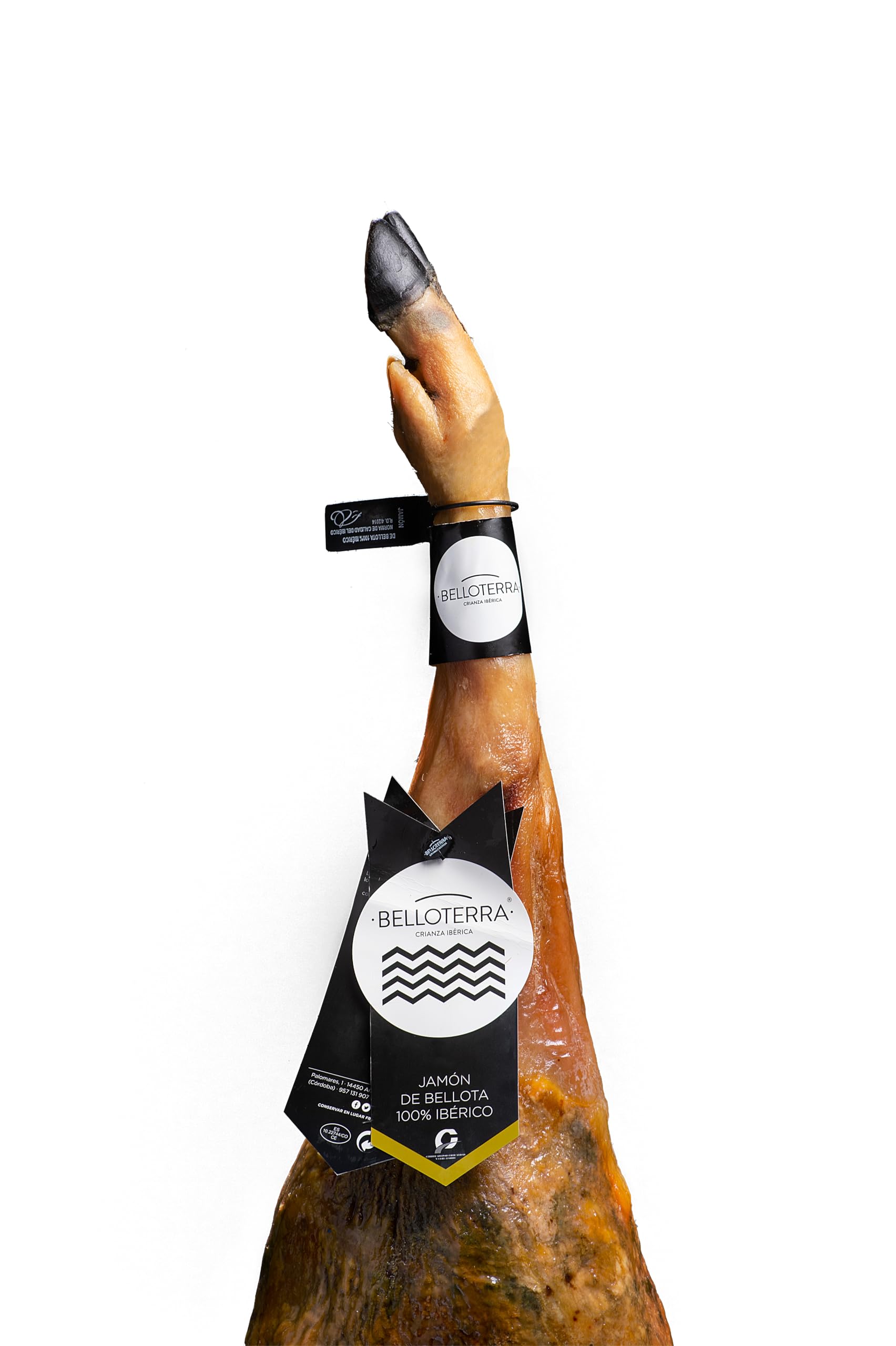 BELLOTERRA | Jamón de Bellota 100% Ibérico | 8-8,5 kg | Curación 32-40 Meses | Raza Ibérica Pura Alimentada en Montanera con Bellota | Sabor Intenso y Aromático