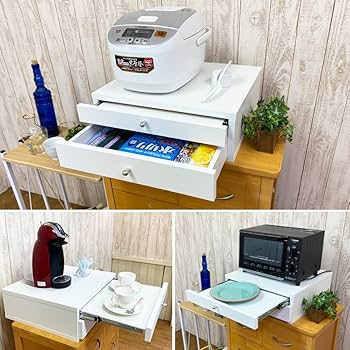 木製　炊飯器ラック　スライドテーブル木製 キッチン収納 楽天市場】キッチンスライドテーブル 引き出し付き 幅 45 奥行