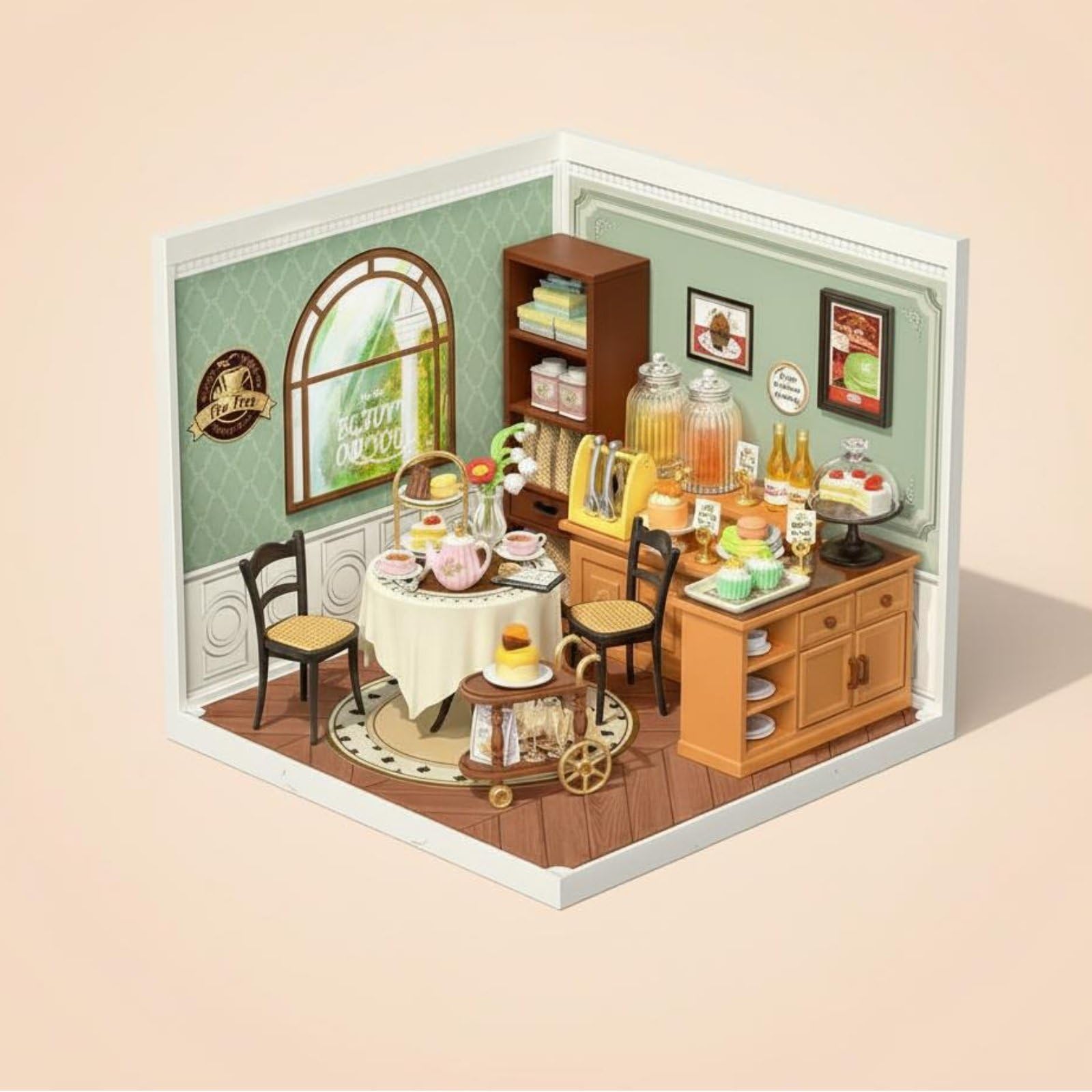 kowaku Block Coffee Miniatura Negozio Diorama Modellino Negozio Casa Delle Bambole Accessori Realistici Libri Macchina Del Caffè Insegne Adatto per Scrivania, Tè Del Pomeriggio