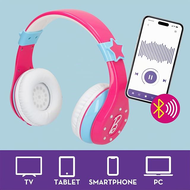 Foto 4 de 8 de COLORBABY Barbie Set Auriculares inalámbricos Bluetooth de Diadema y micrófono, Luces de Colores