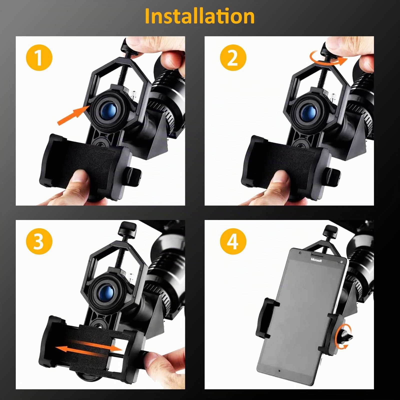 Support Universel et Adaptateur pour Smartphone, Compatible avec Jumelles, Longue-Vue, télescope, pour Observation de la Nature, télescope astronomique, pour enregistrer Le Monde