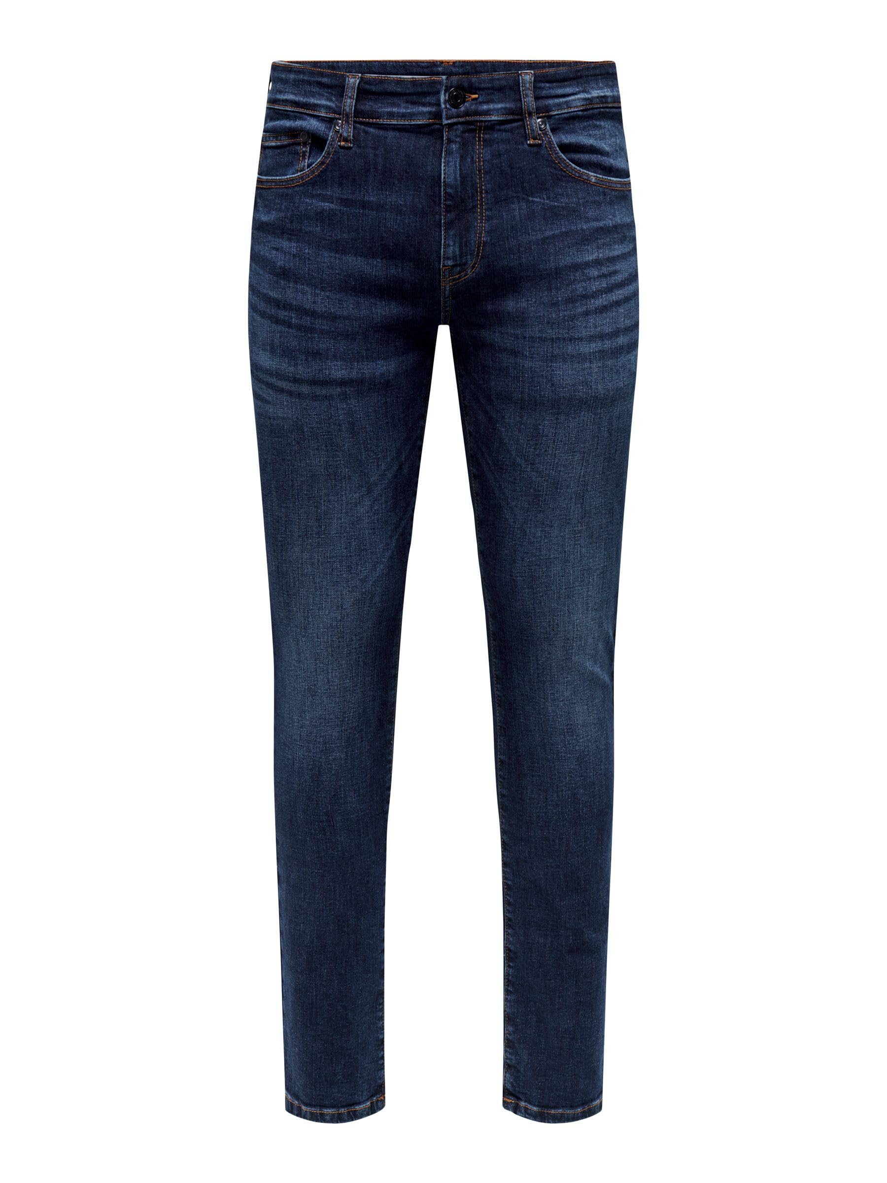 Only & Sons Men's Blue Slim Fit Jeans Onsloom Mid Waist Slim Fit Jeans 32, Dark Denim, (Us) 30 / L32